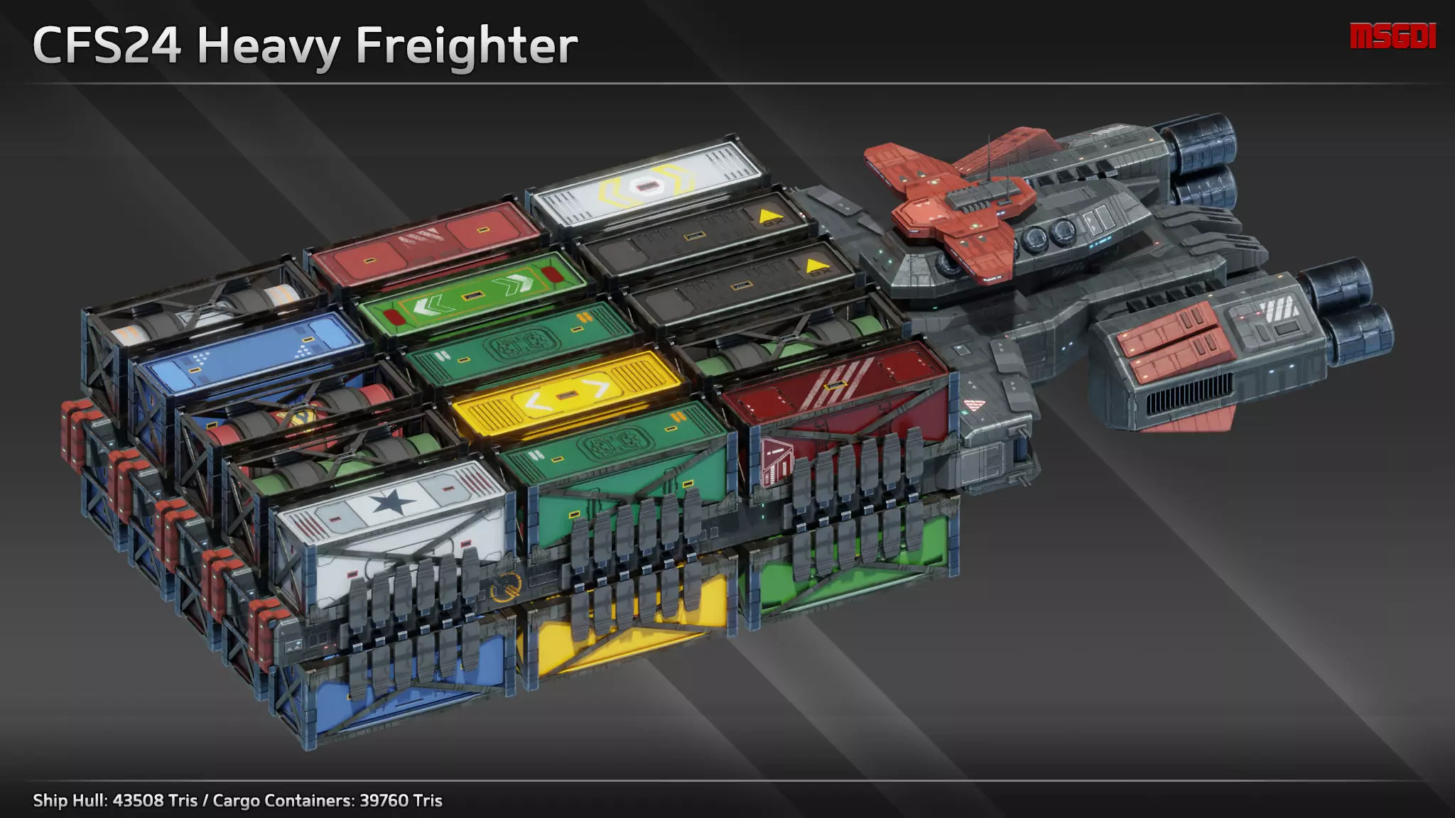 Spaceship CFS24 Heavy Freighter Low-poly 3D model