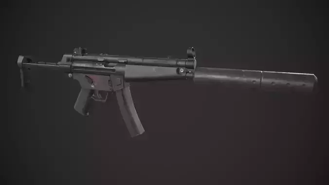 MP5 Submachine Gun Low-poly 3D model