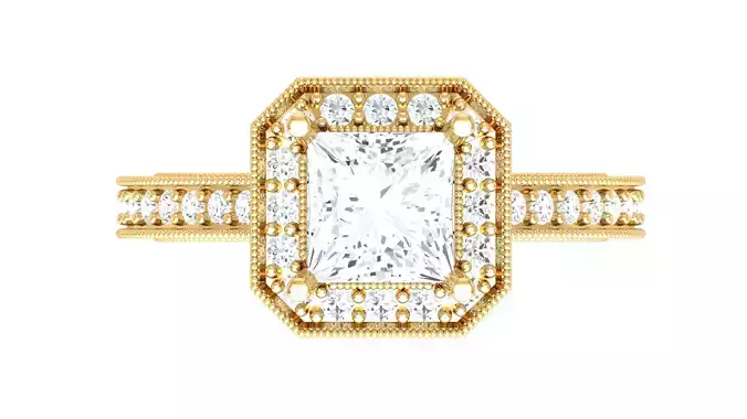 Solitaire Wedding Engagement Women Princess Stone Halo Ring 