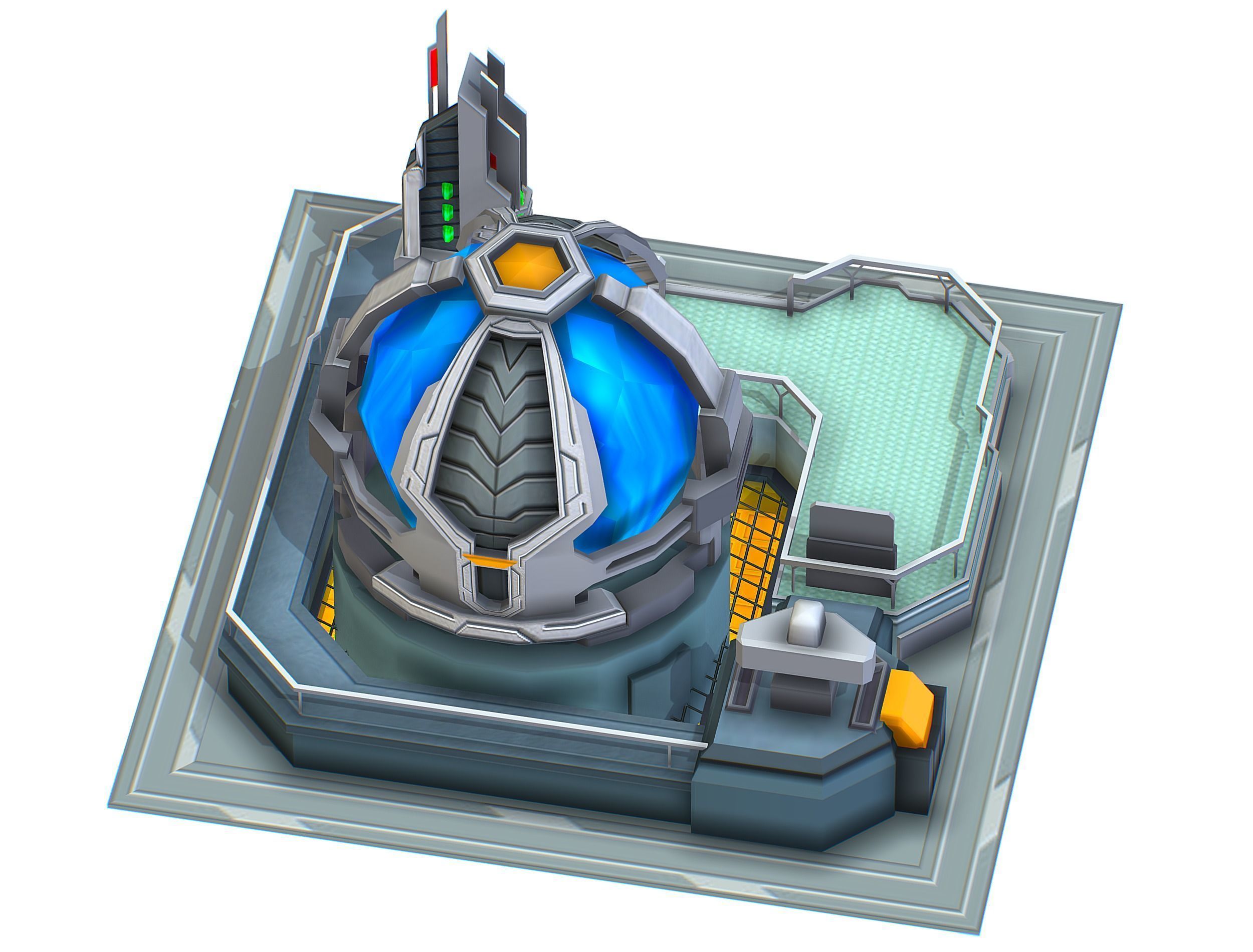 isometrical UFO radar platform station upgrade 2 Low-poly 3D model_44