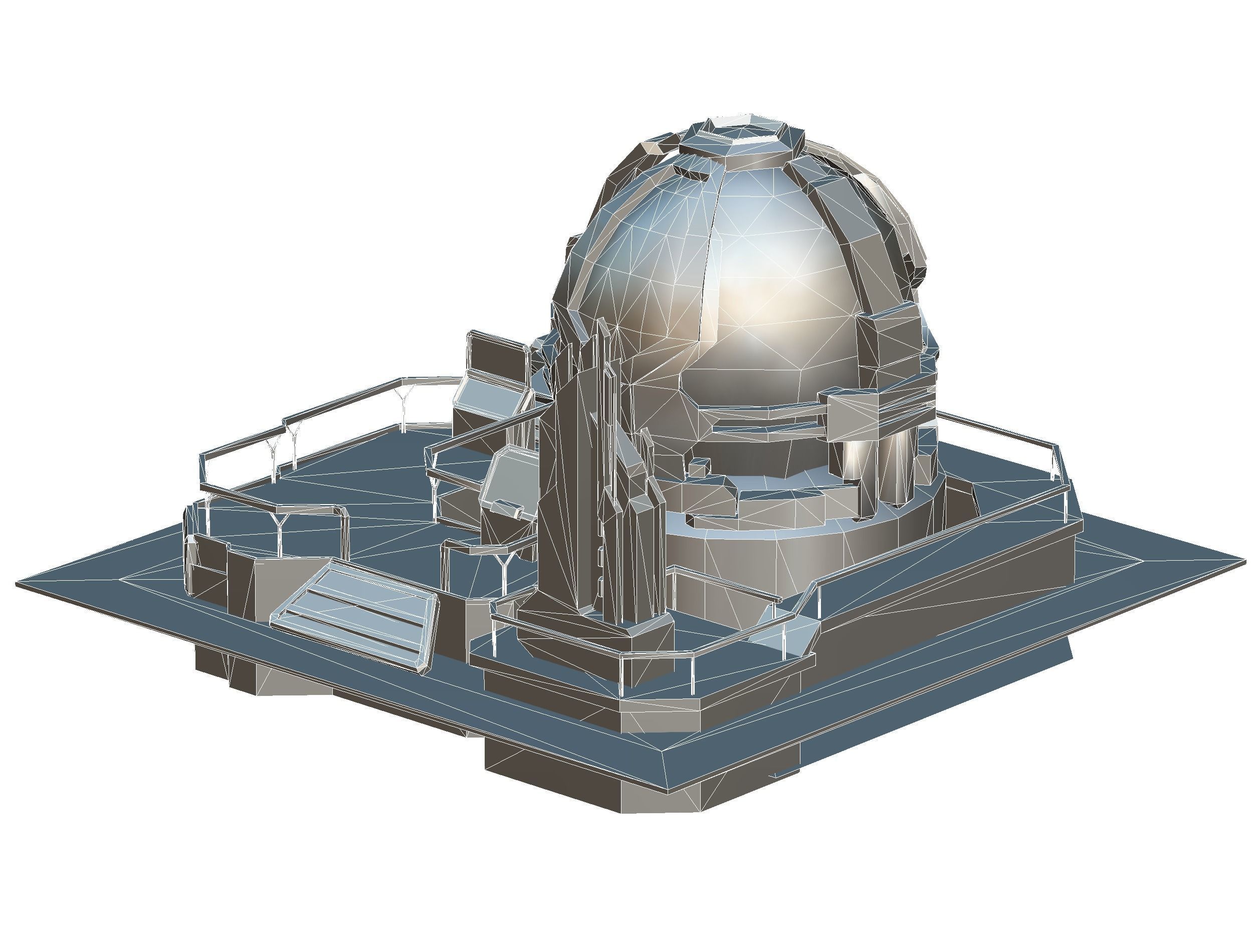 isometrical UFO radar platform station upgrade 2 Low-poly 3D model_41