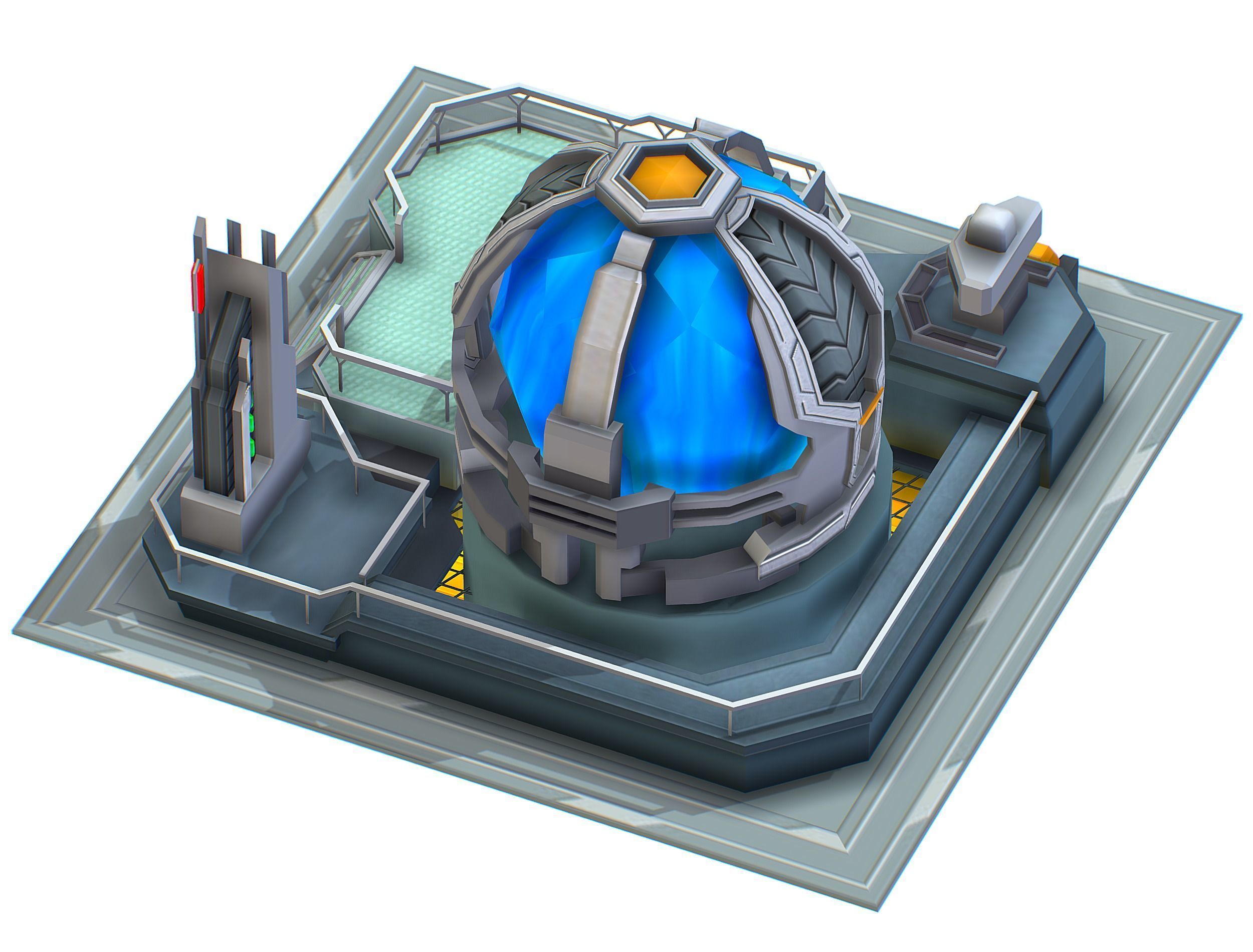 isometrical UFO radar platform station upgrade 2 Low-poly 3D model_13