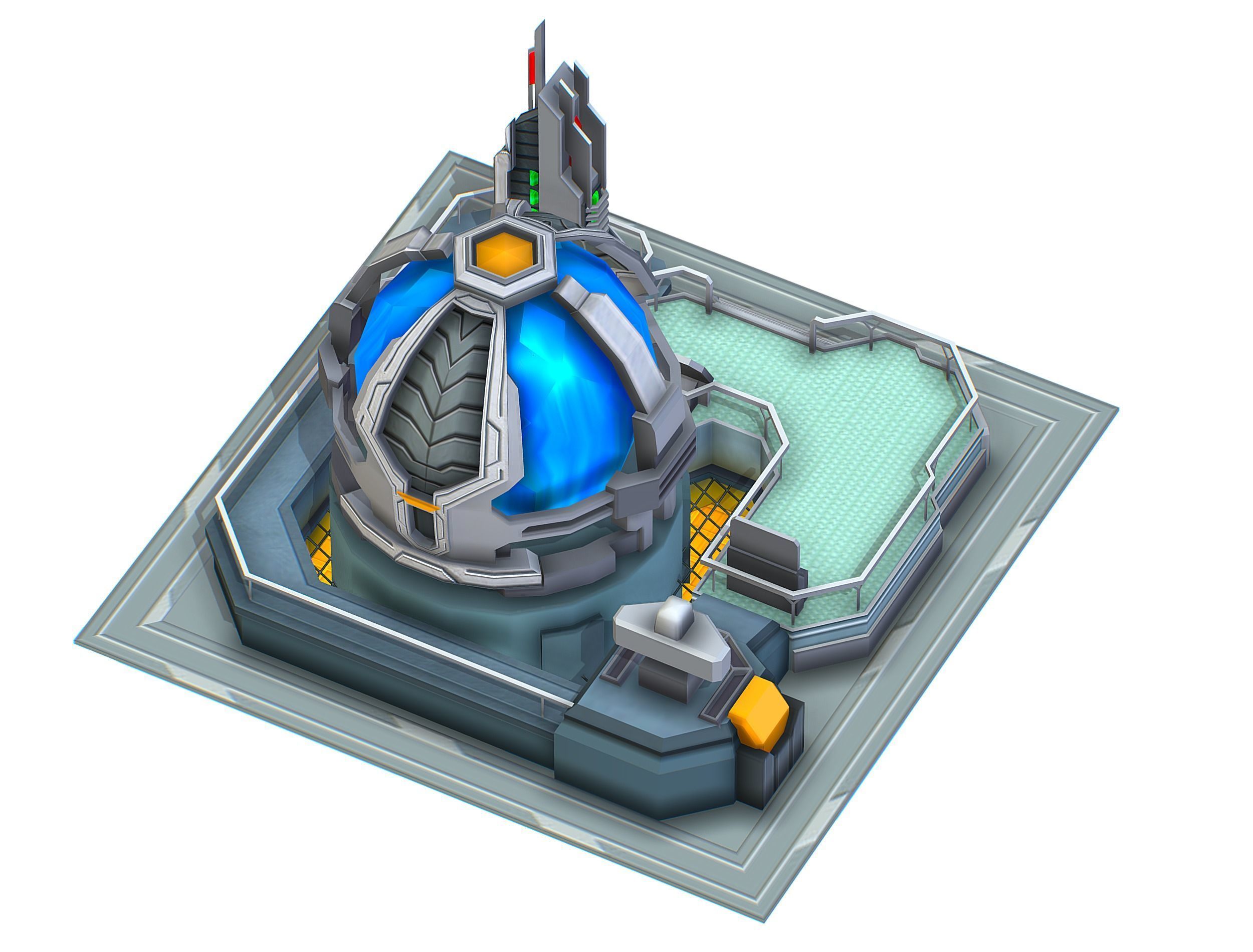 isometrical UFO radar platform station upgrade 2 Low-poly 3D model_8