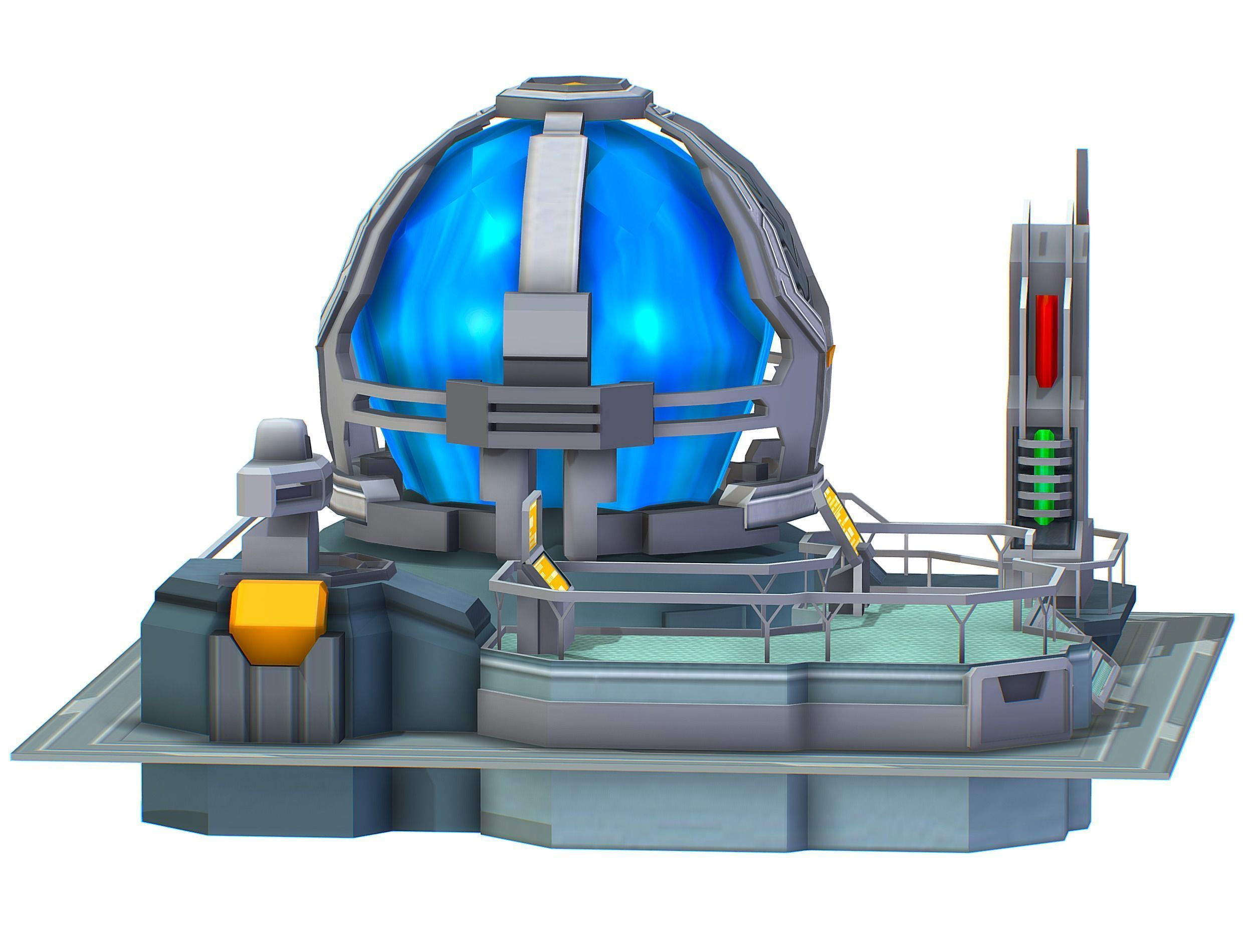 isometrical UFO radar platform station upgrade 2 Low-poly 3D model_12