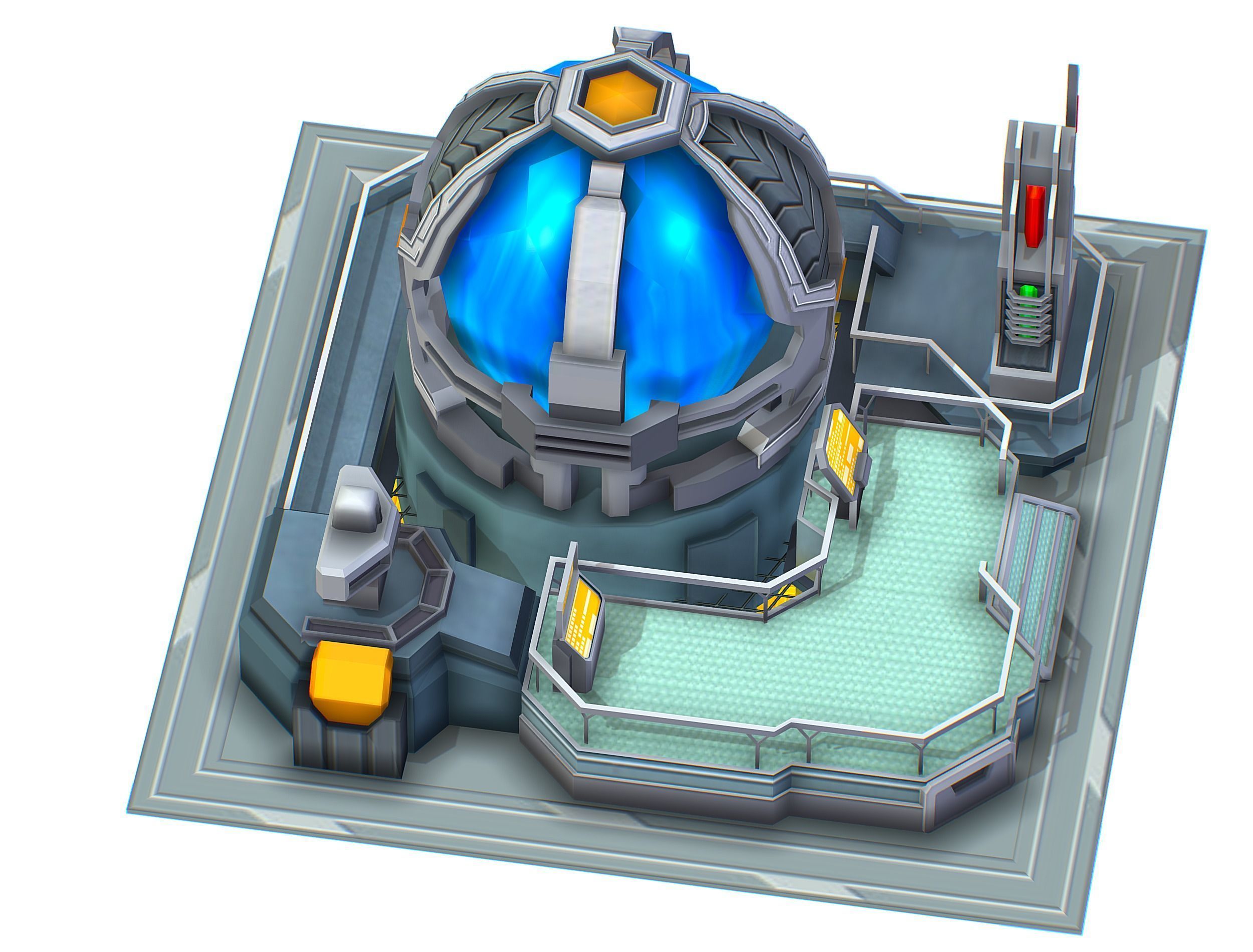 isometrical UFO radar platform station upgrade 2 Low-poly 3D model_16