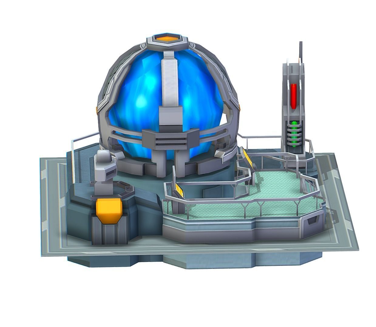 isometrical UFO radar platform station upgrade 2 Low-poly 3D model_2