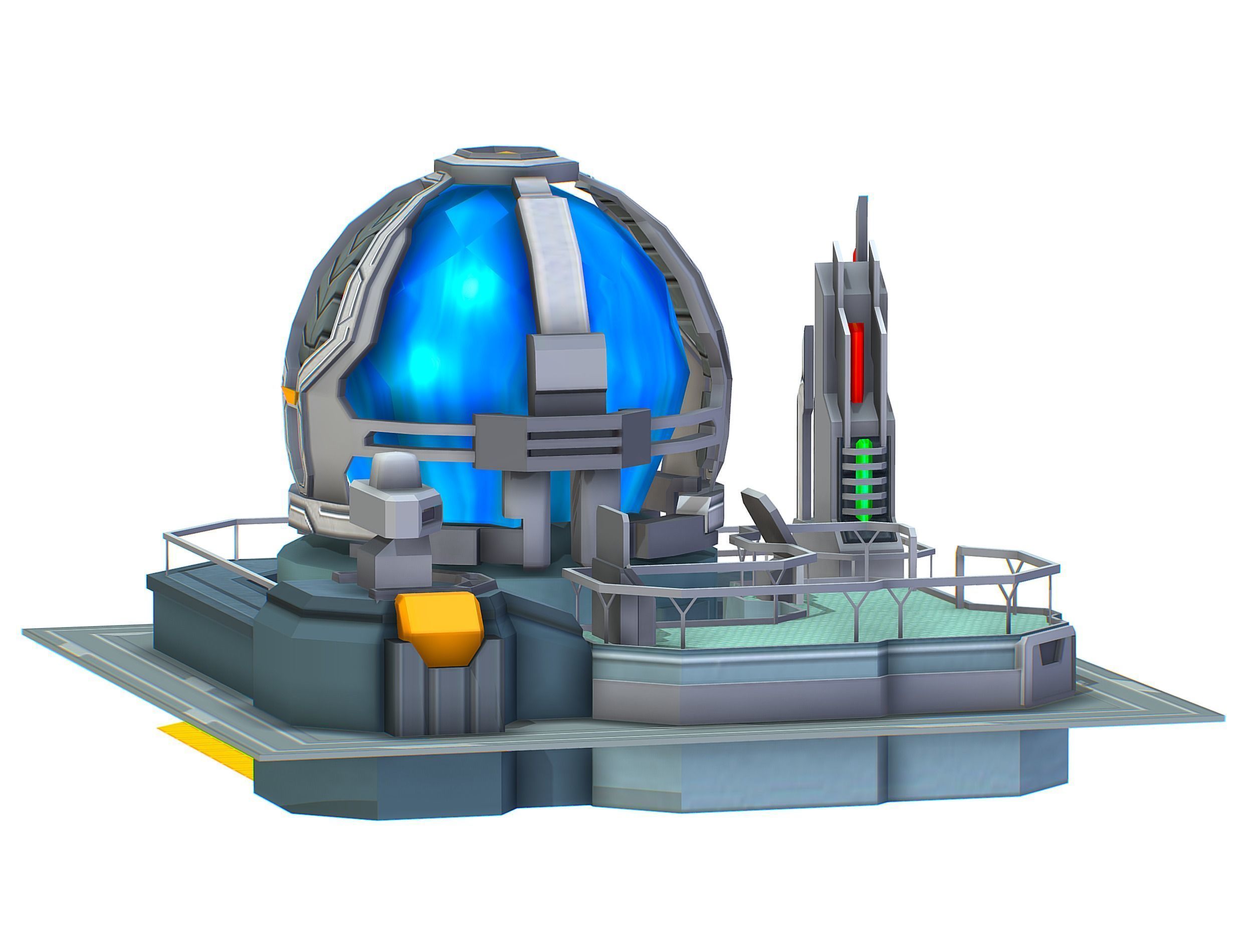 isometrical UFO radar platform station upgrade 2 Low-poly 3D model_20