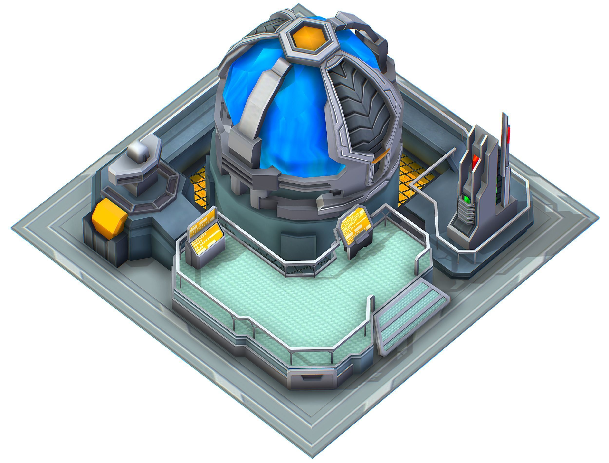 isometrical UFO radar platform station upgrade 2 Low-poly 3D model_37