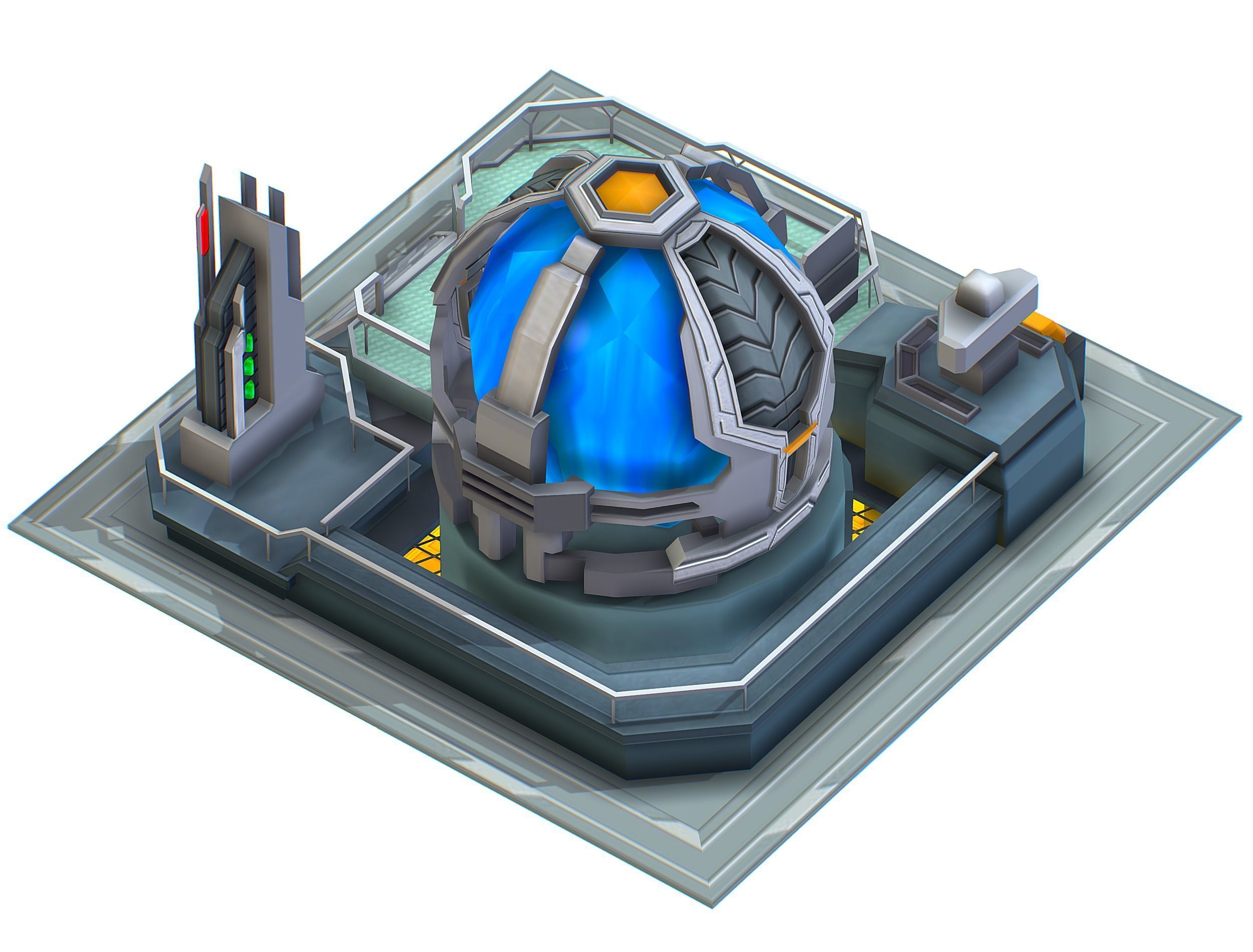 isometrical UFO radar platform station upgrade 2 Low-poly 3D model_32