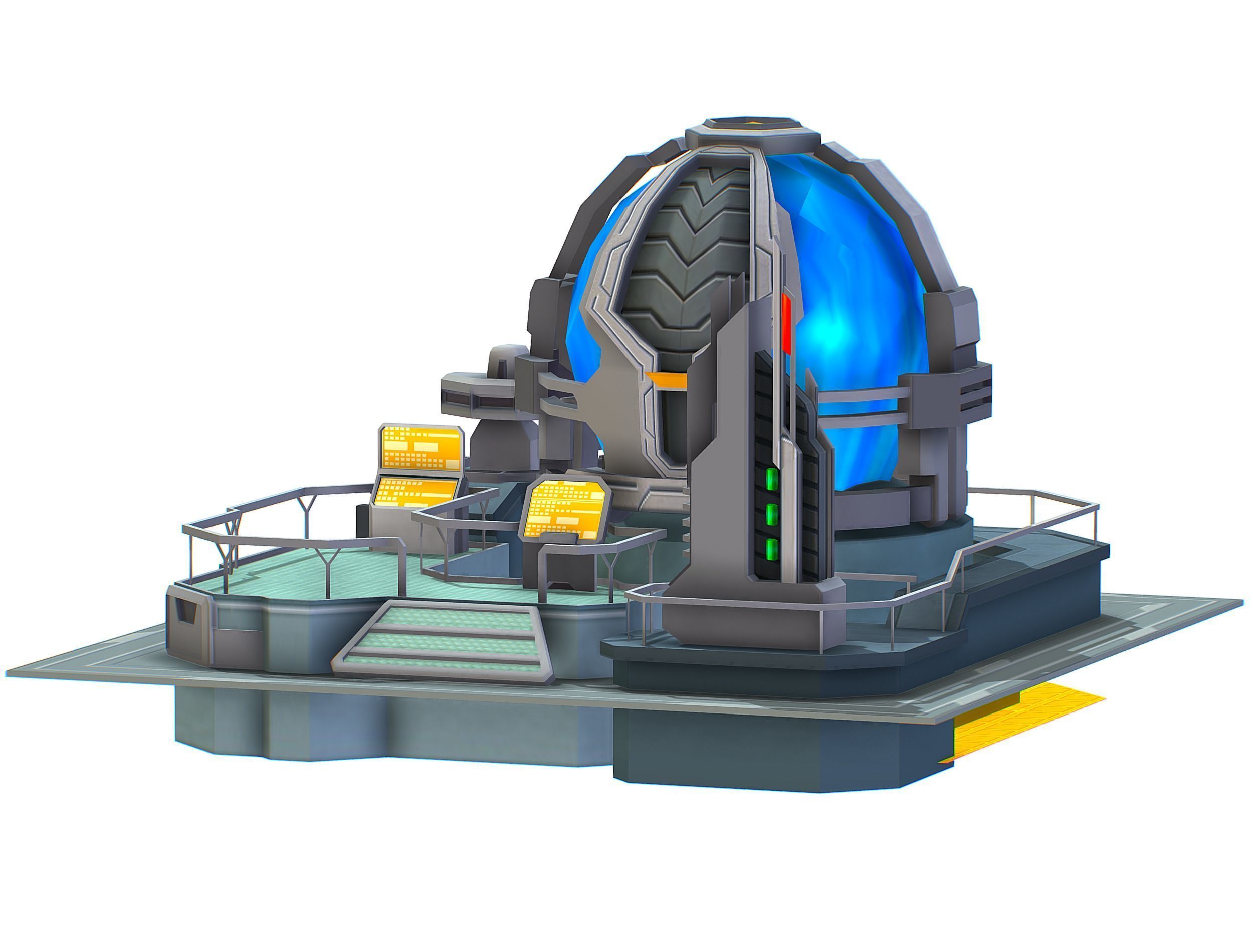 isometrical UFO radar platform station upgrade 2 Low-poly 3D model_7