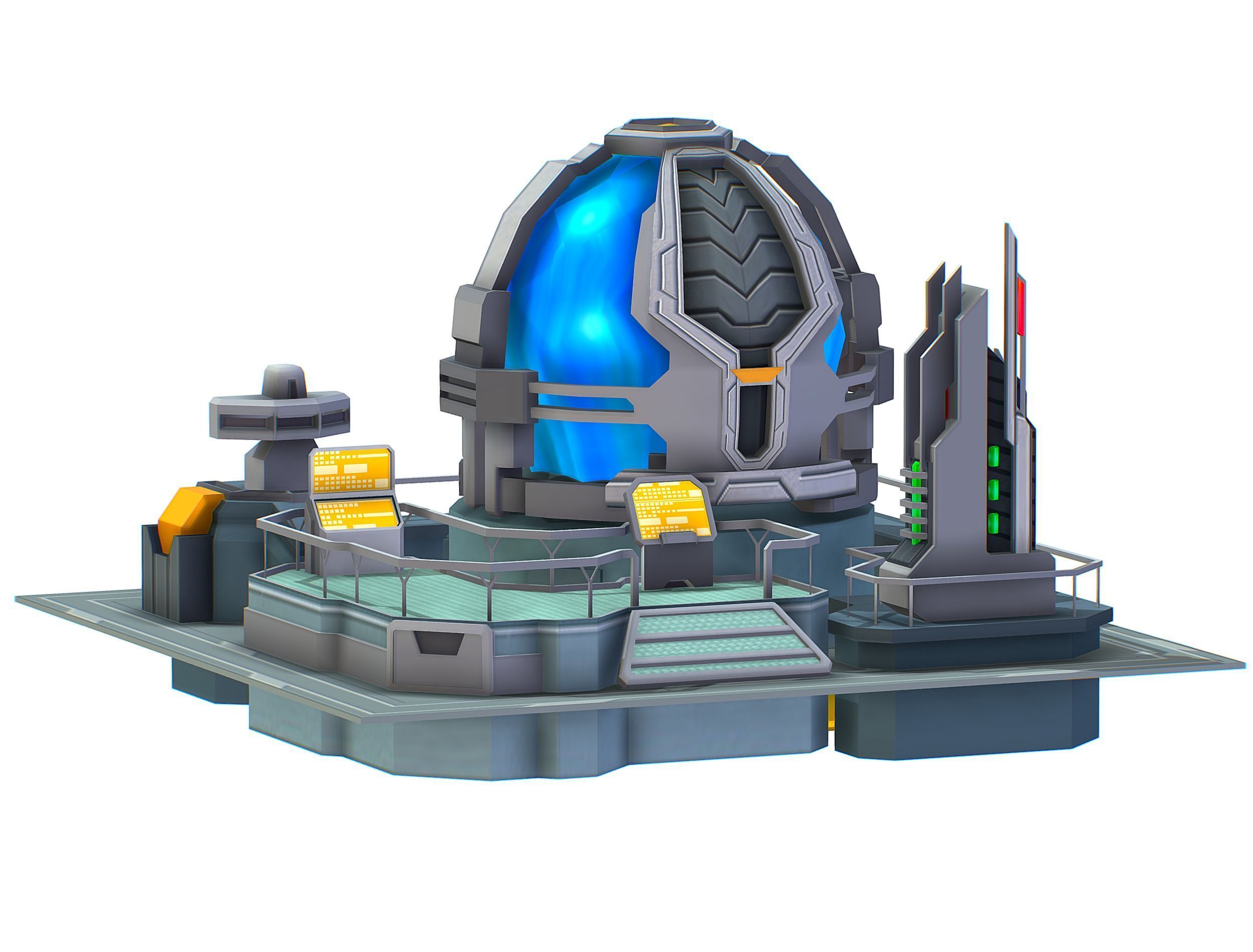 isometrical UFO radar platform station upgrade 2 Low-poly 3D model_21