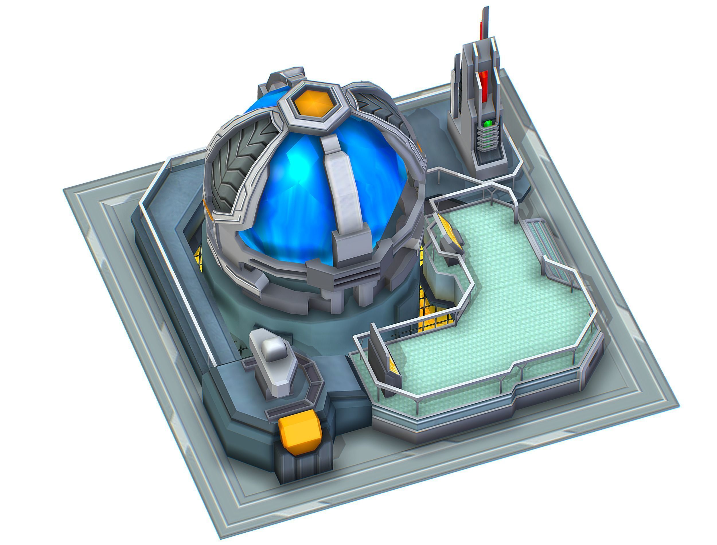 isometrical UFO radar platform station upgrade 2 Low-poly 3D model_29