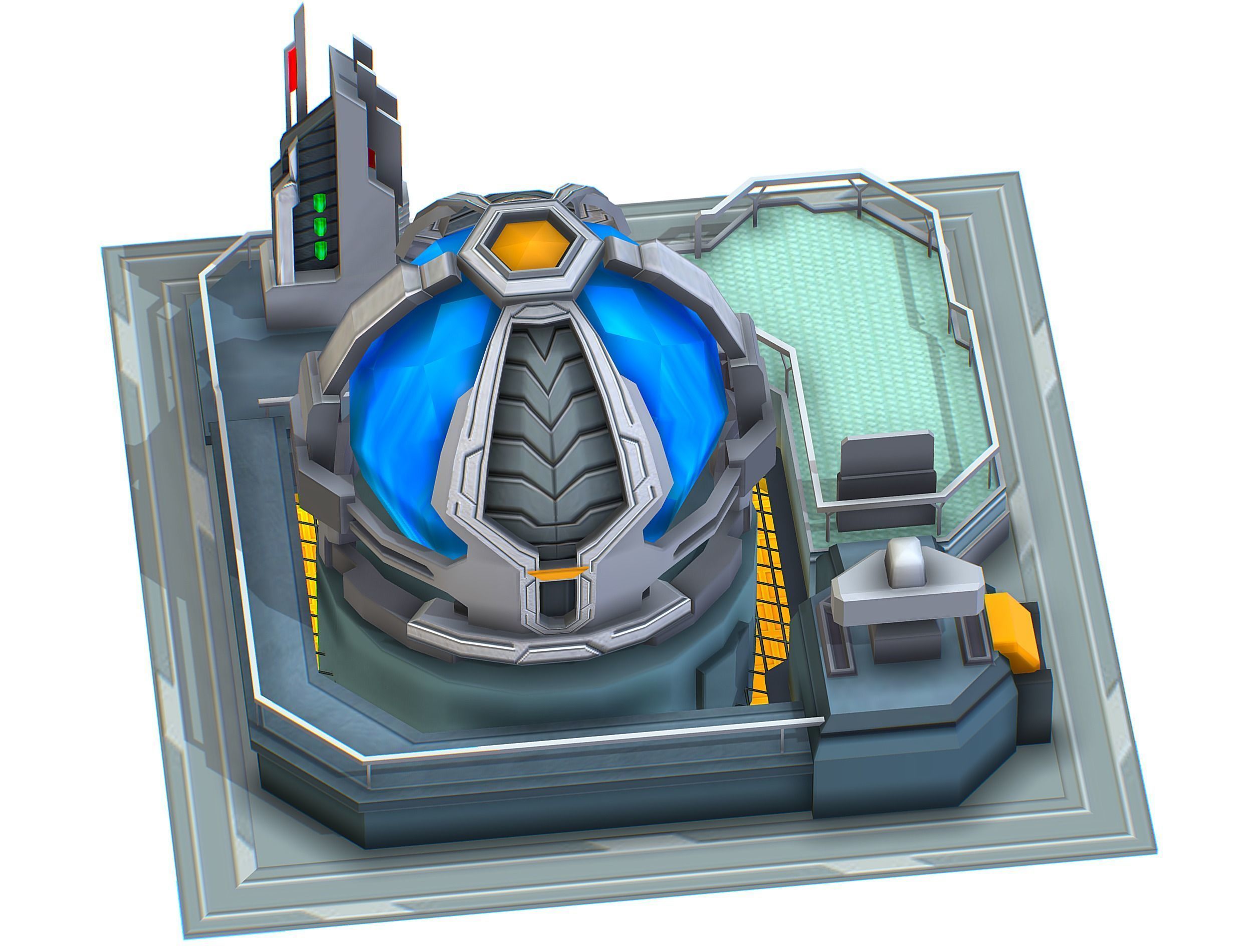 isometrical UFO radar platform station upgrade 2 Low-poly 3D model_23