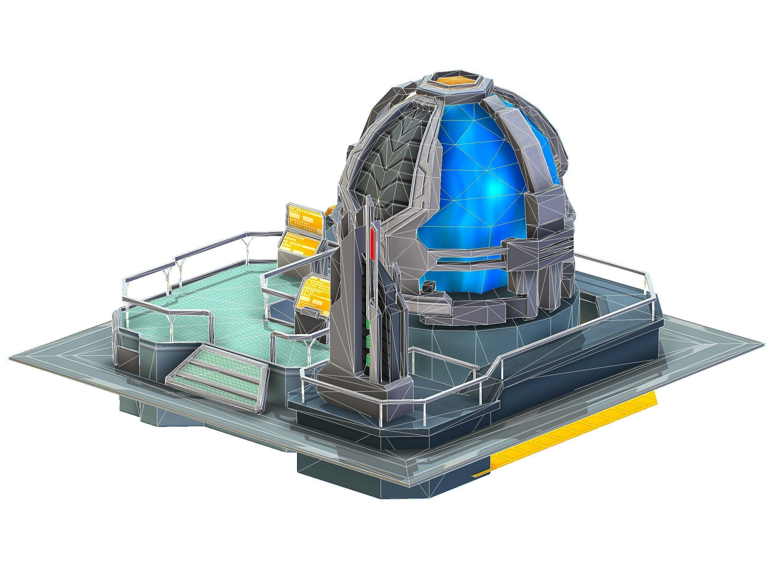 isometrical UFO radar platform station upgrade 2 Low-poly 3D model_38