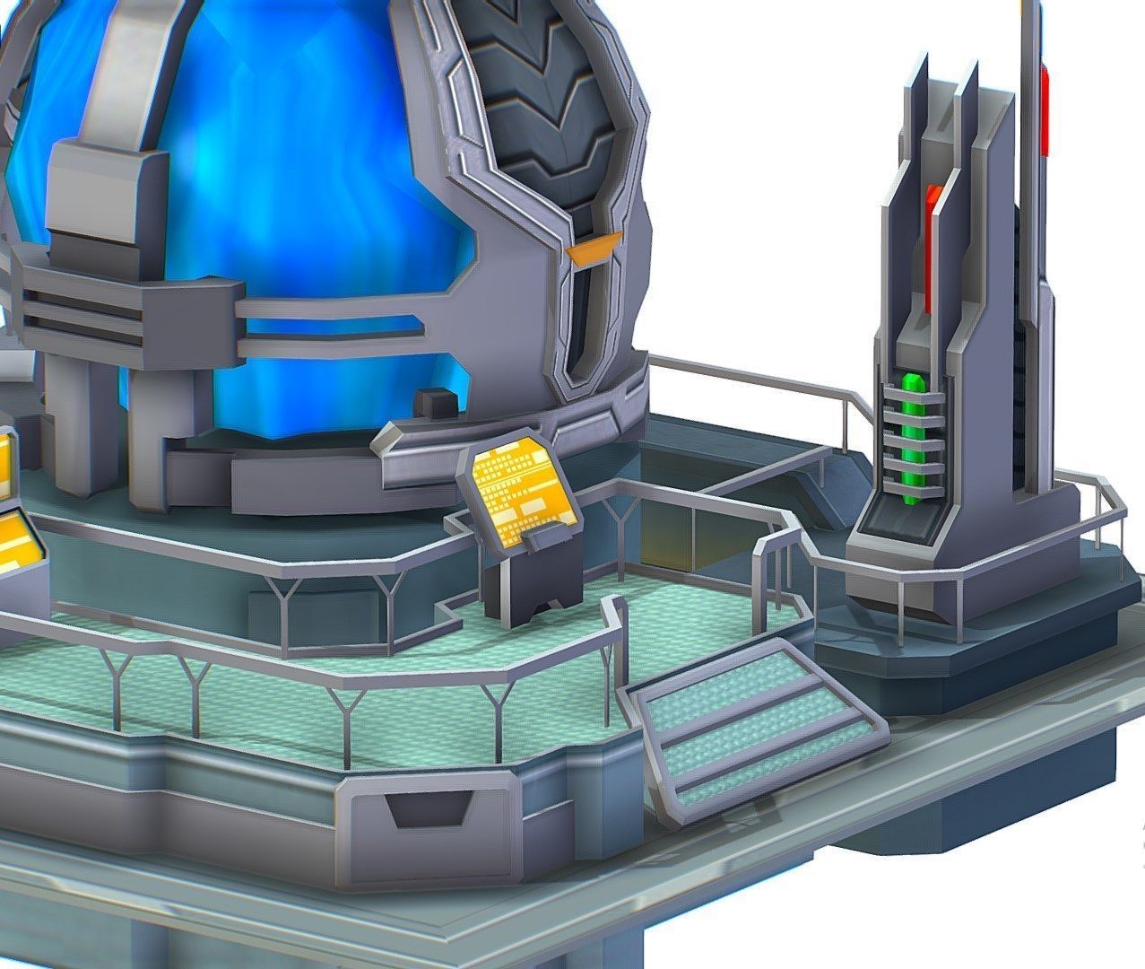 isometrical UFO radar platform station upgrade 2 Low-poly 3D model_3