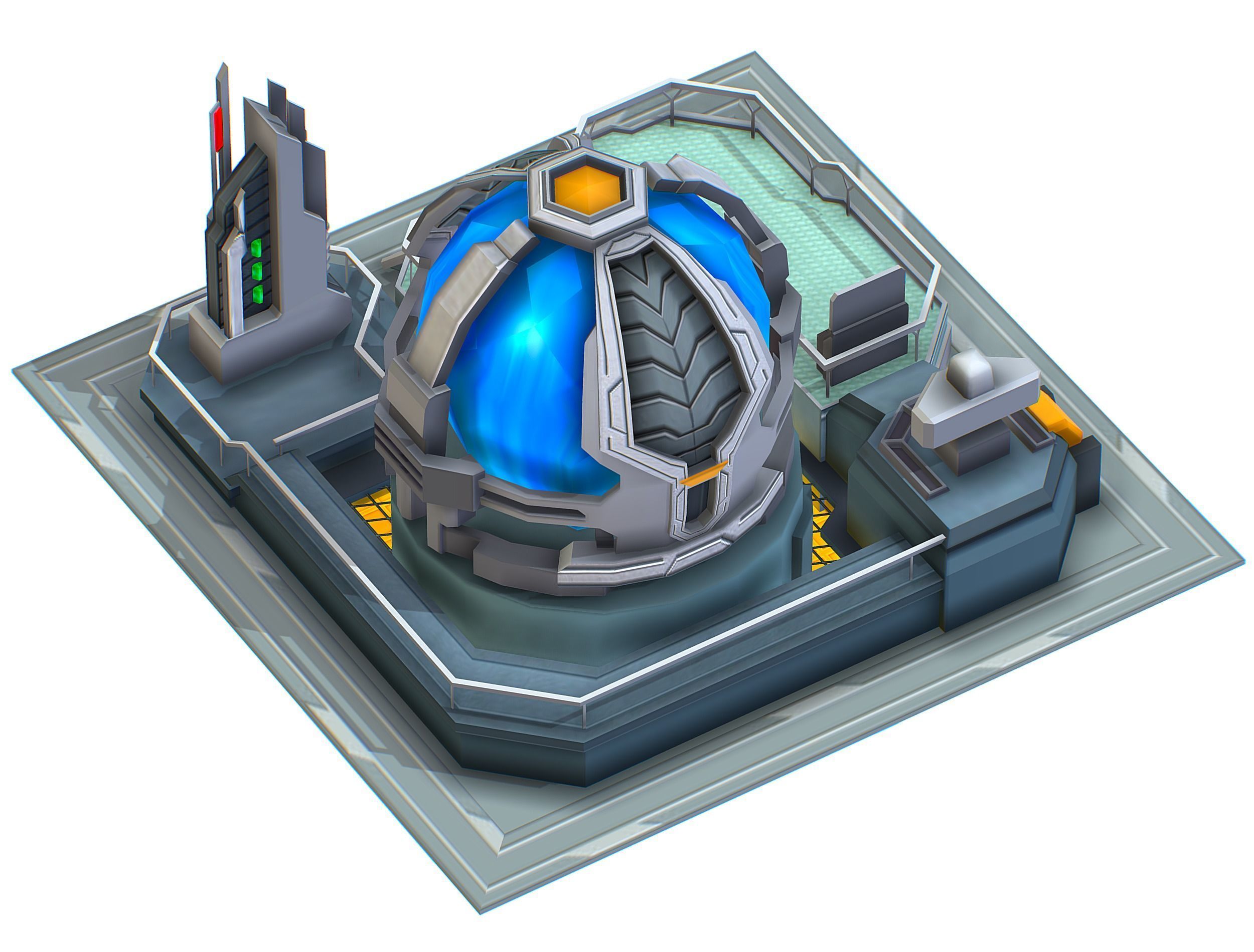 isometrical UFO radar platform station upgrade 2 Low-poly 3D model_28