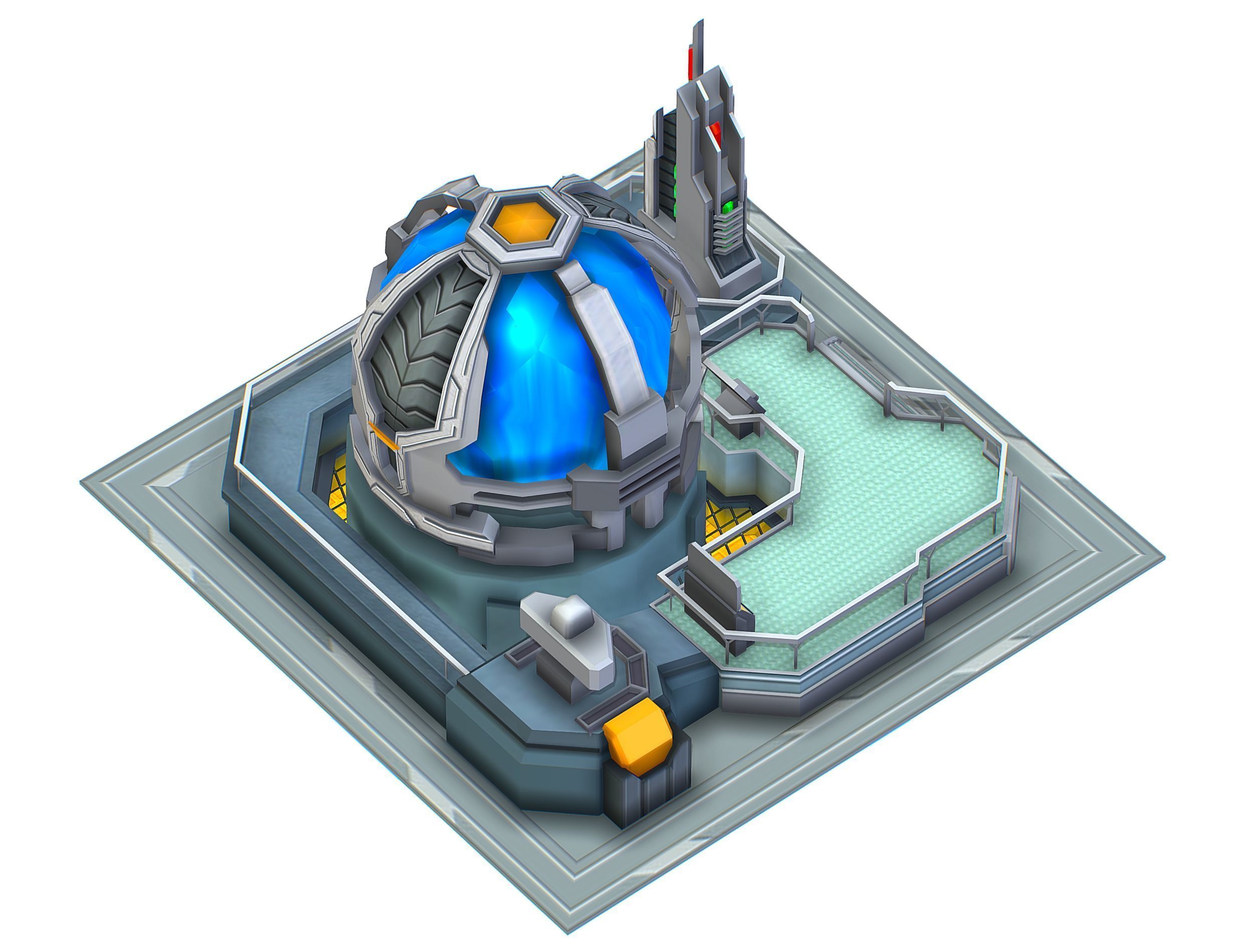 isometrical UFO radar platform station upgrade 2 Low-poly 3D model_6