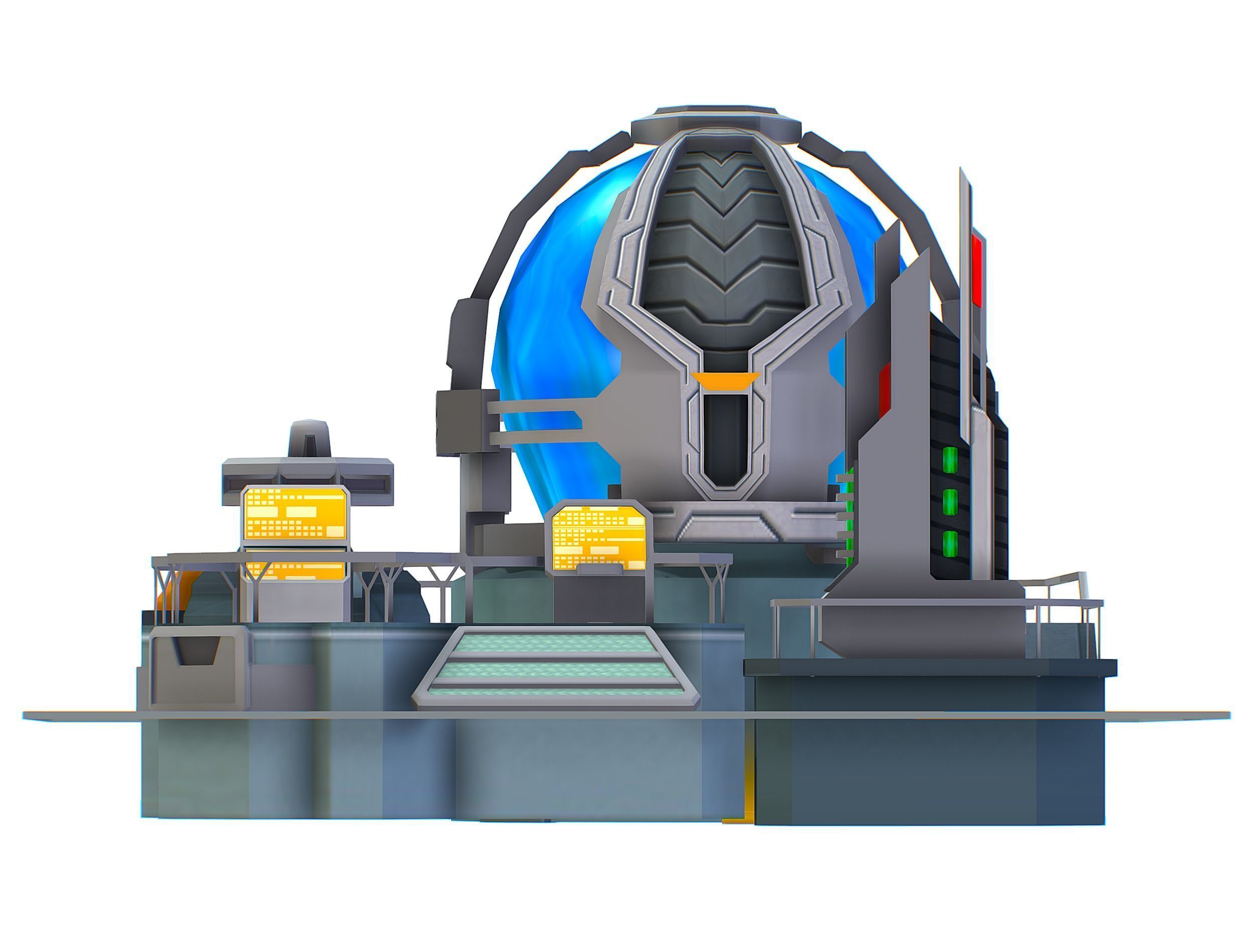 isometrical UFO radar platform station upgrade 2 Low-poly 3D model_35