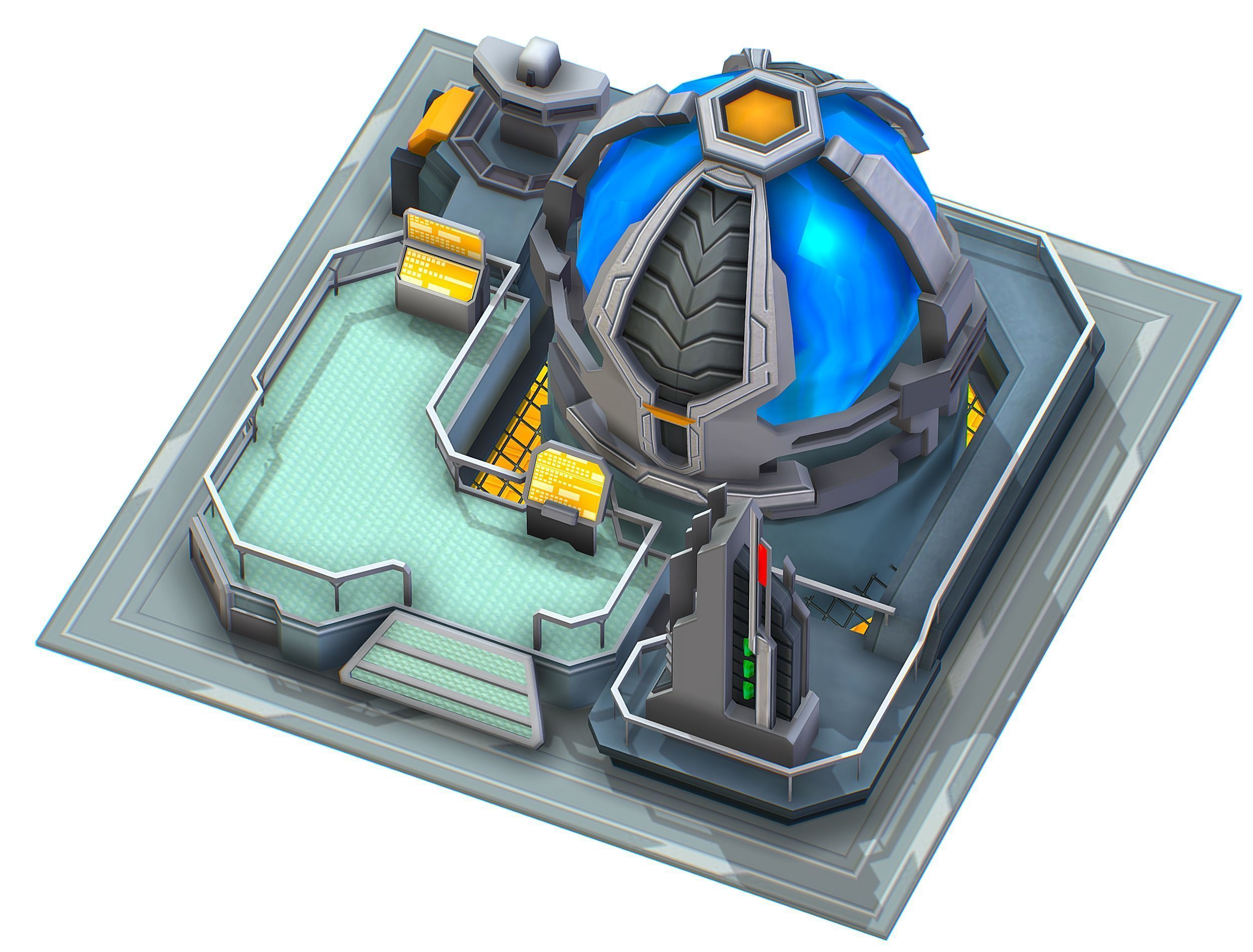 isometrical UFO radar platform station upgrade 2 Low-poly 3D model_39