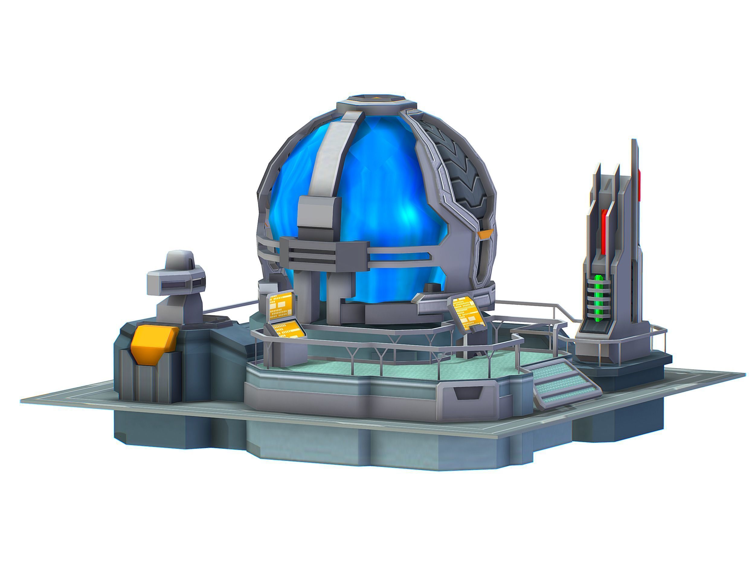 isometrical UFO radar platform station upgrade 2 Low-poly 3D model_22
