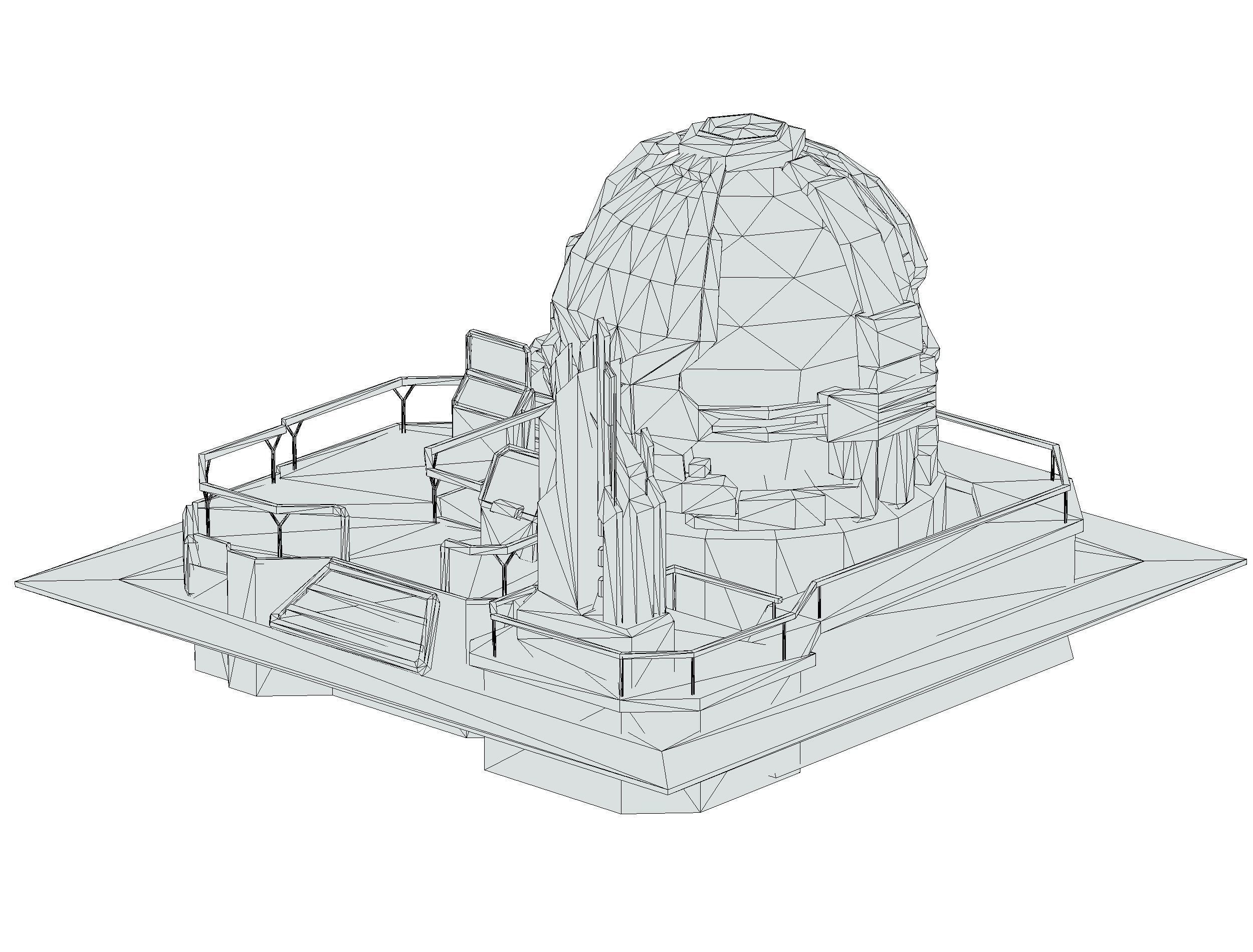 isometrical UFO radar platform station upgrade 2 Low-poly 3D model_42