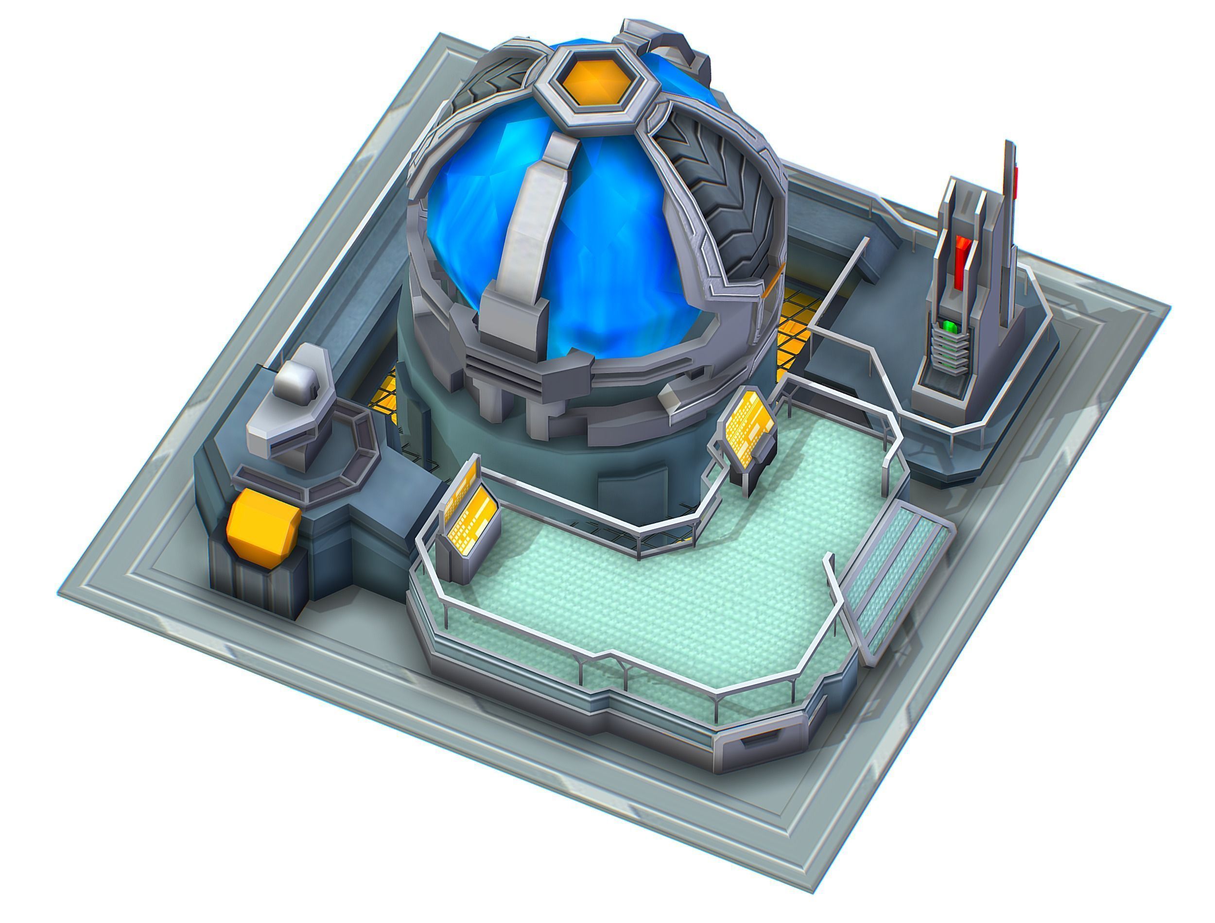 isometrical UFO radar platform station upgrade 2 Low-poly 3D model_14