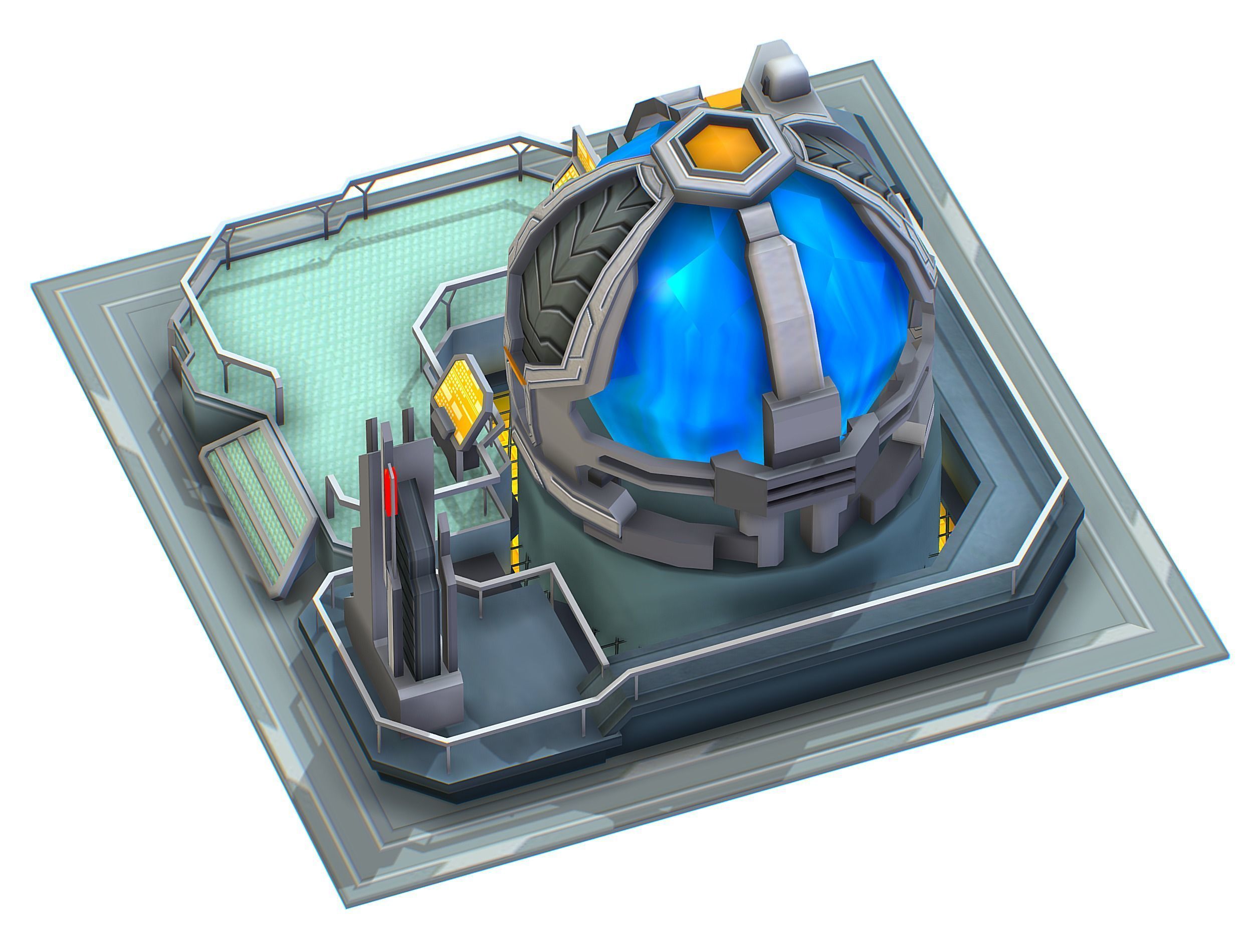 isometrical UFO radar platform station upgrade 2 Low-poly 3D model_11