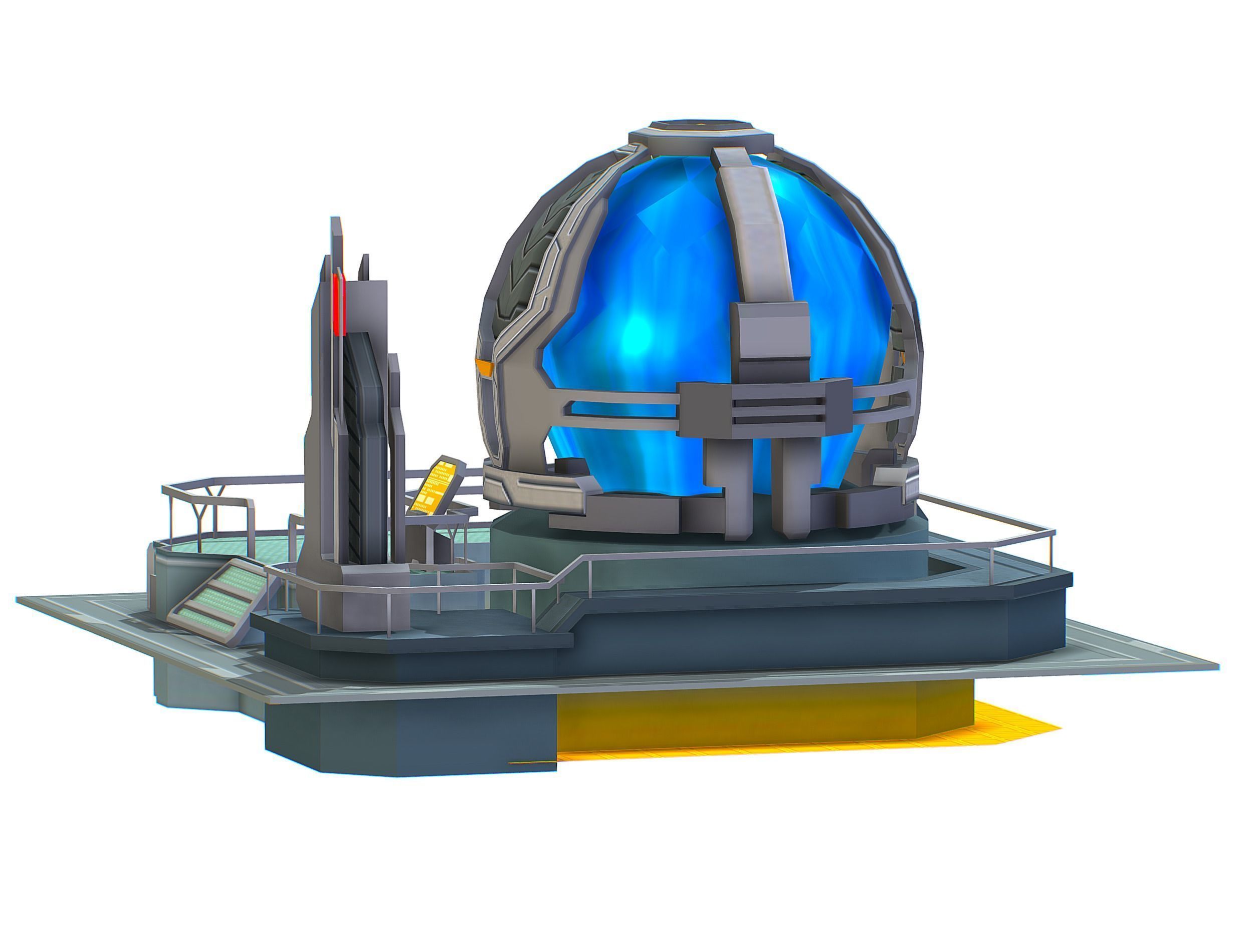 isometrical UFO radar platform station upgrade 2 Low-poly 3D model_34