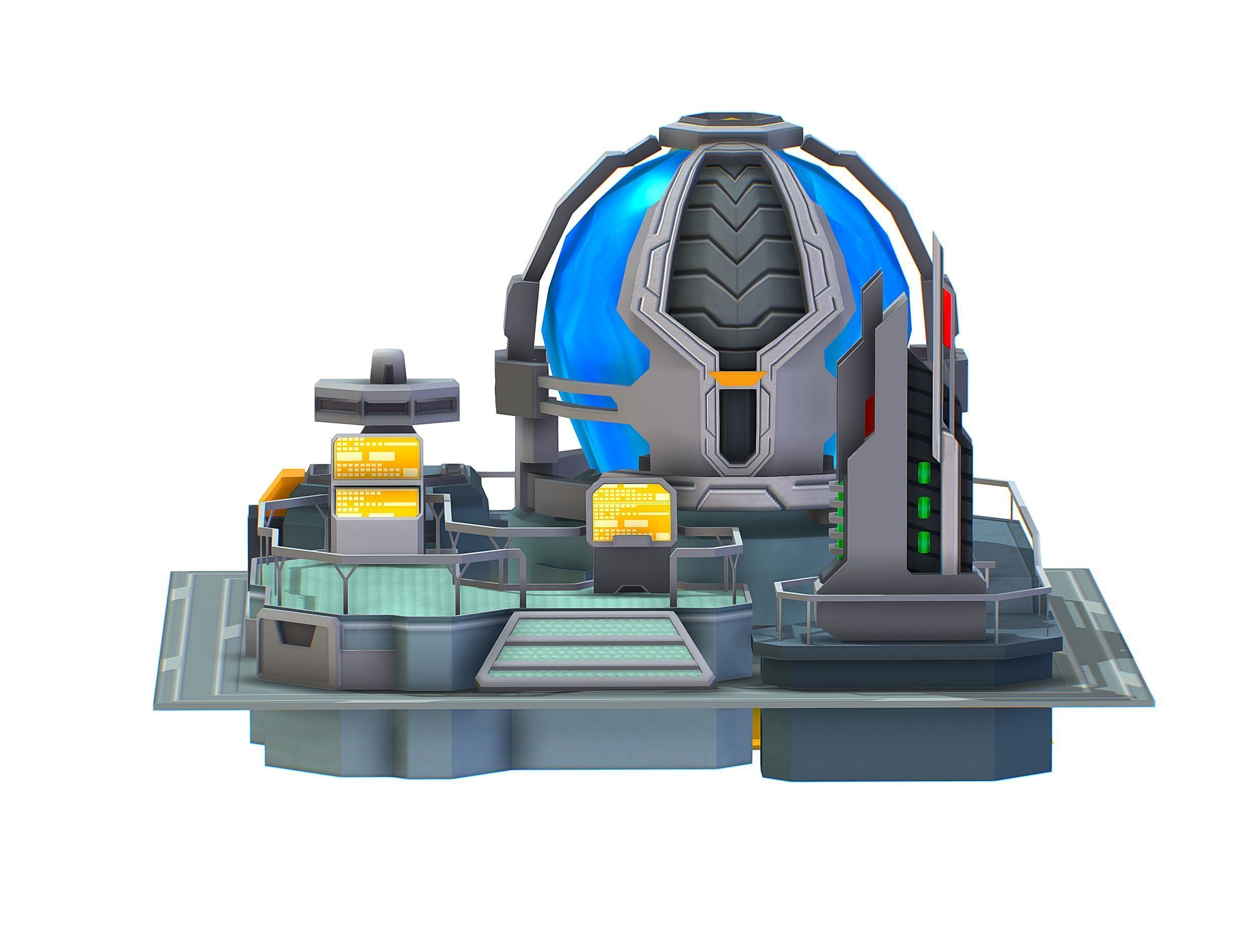 isometrical UFO radar platform station upgrade 2 Low-poly 3D model_40