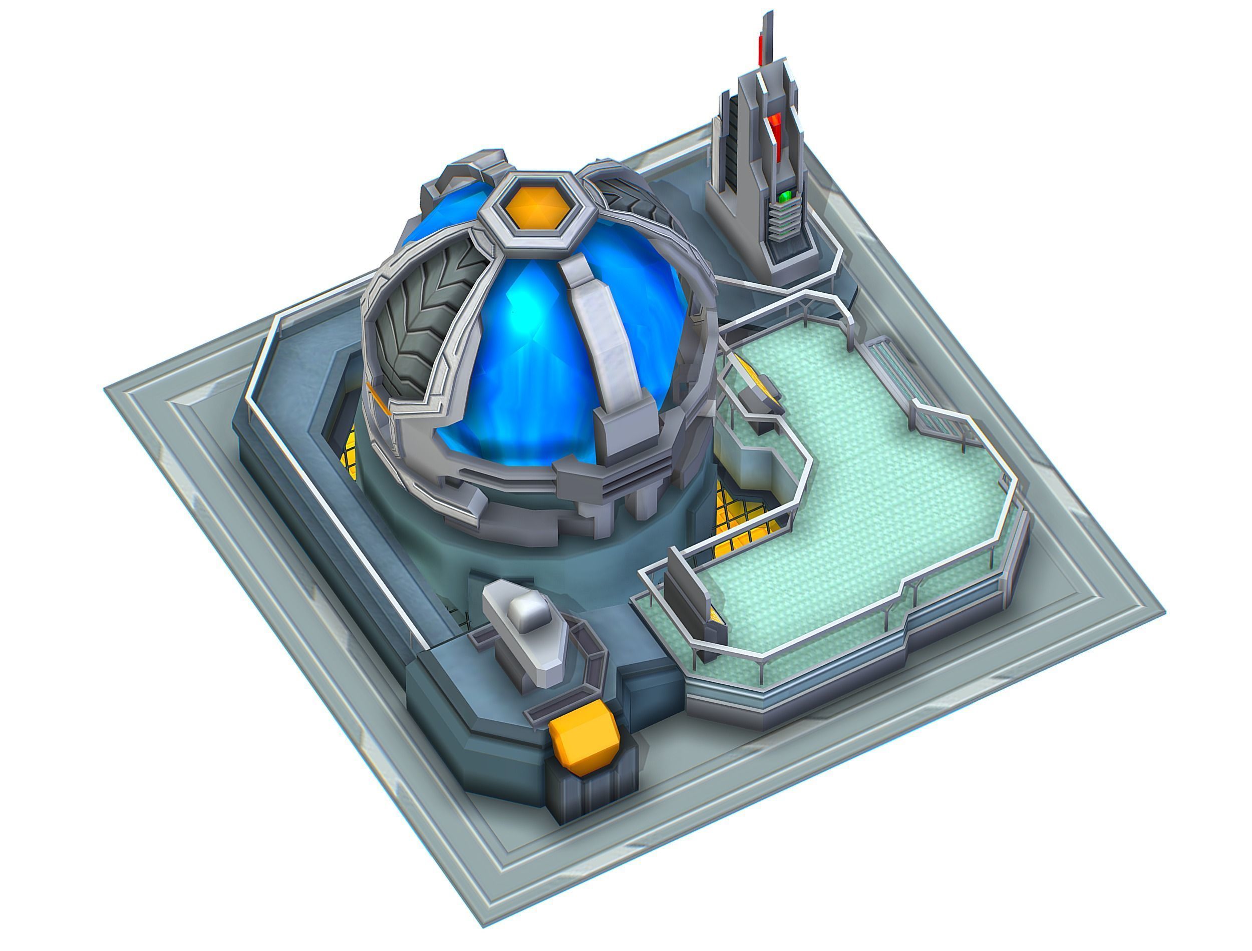 isometrical UFO radar platform station upgrade 2 Low-poly 3D model_43