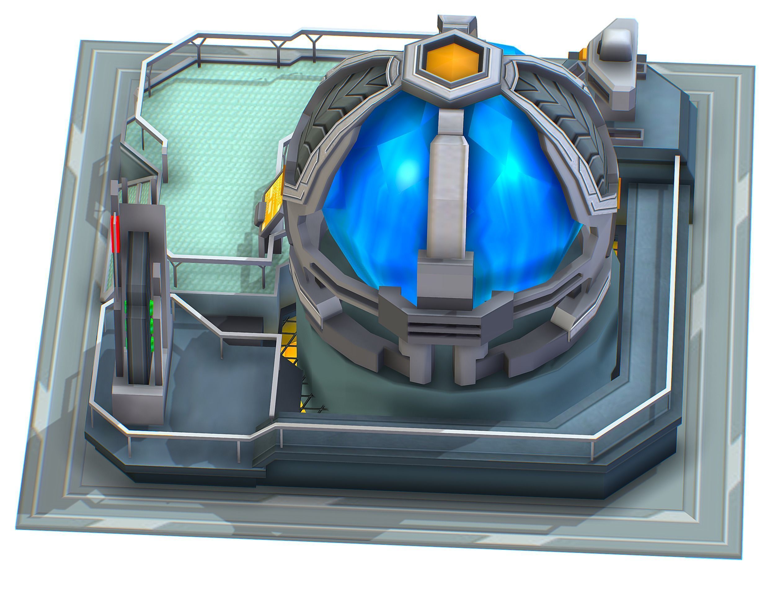 isometrical UFO radar platform station upgrade 2 Low-poly 3D model_10