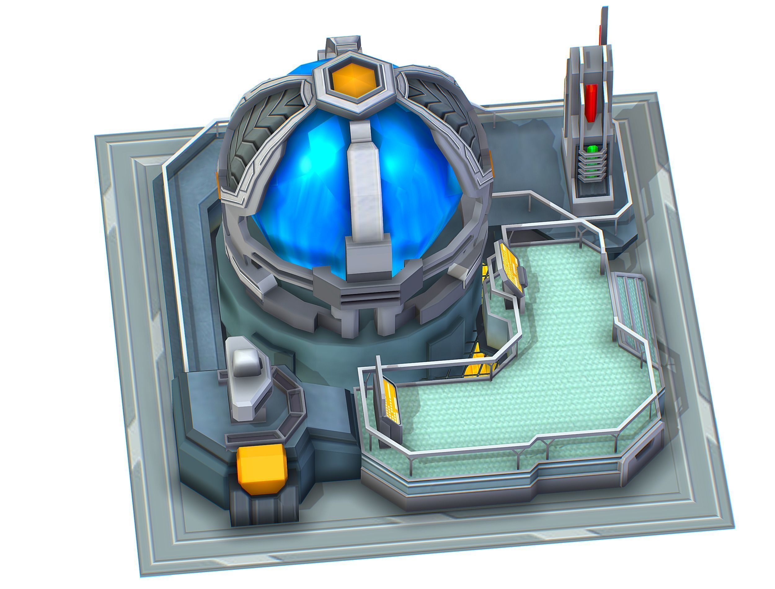 isometrical UFO radar platform station upgrade 2 Low-poly 3D model_18