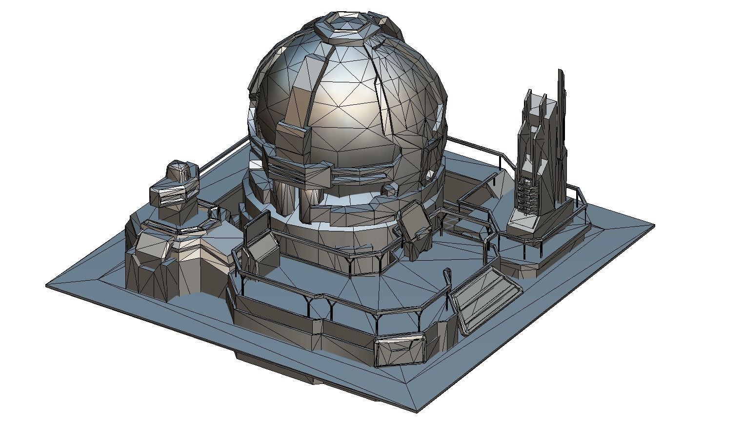 isometrical UFO radar platform station upgrade 2 Low-poly 3D model_4