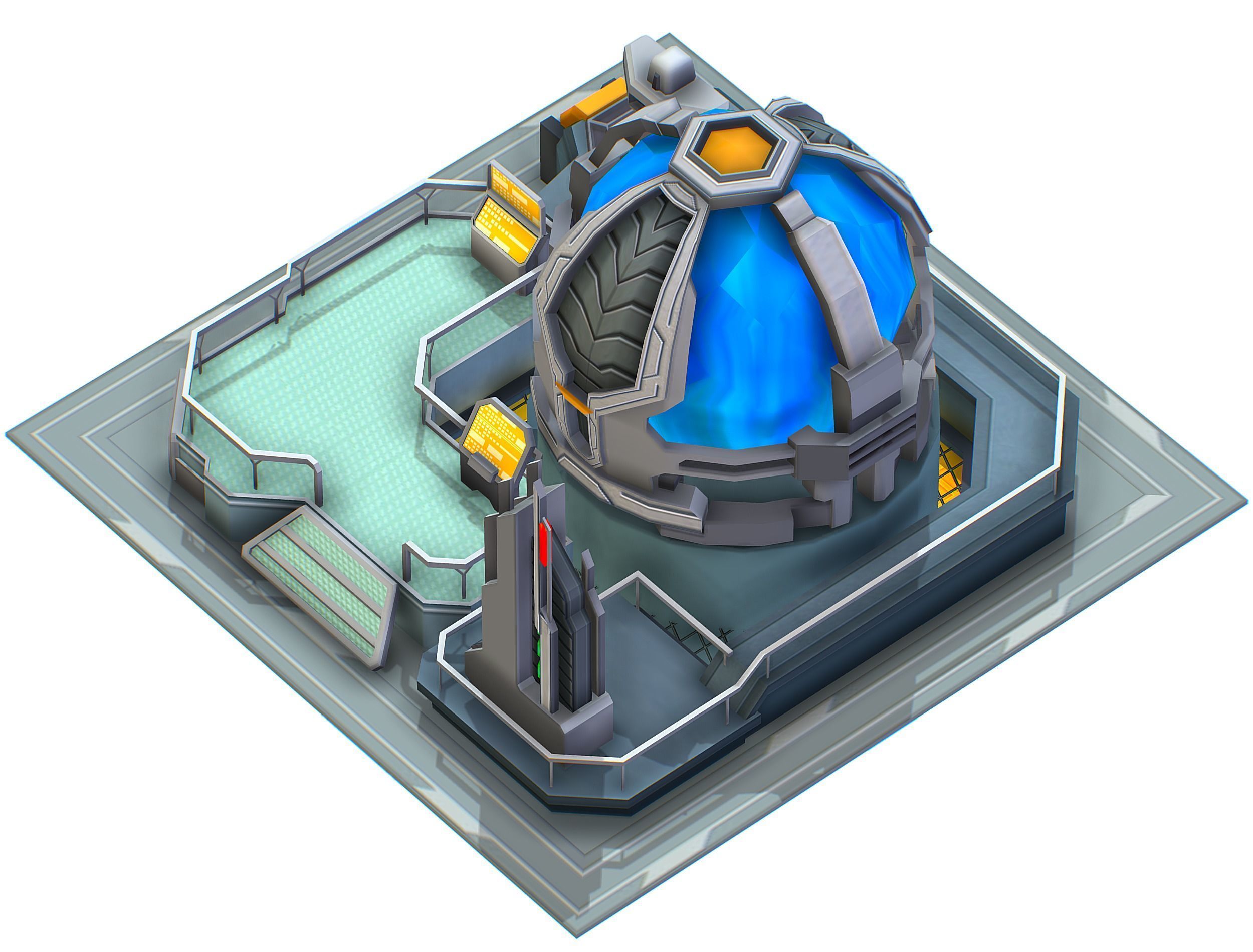 isometrical UFO radar platform station upgrade 2 Low-poly 3D model_9