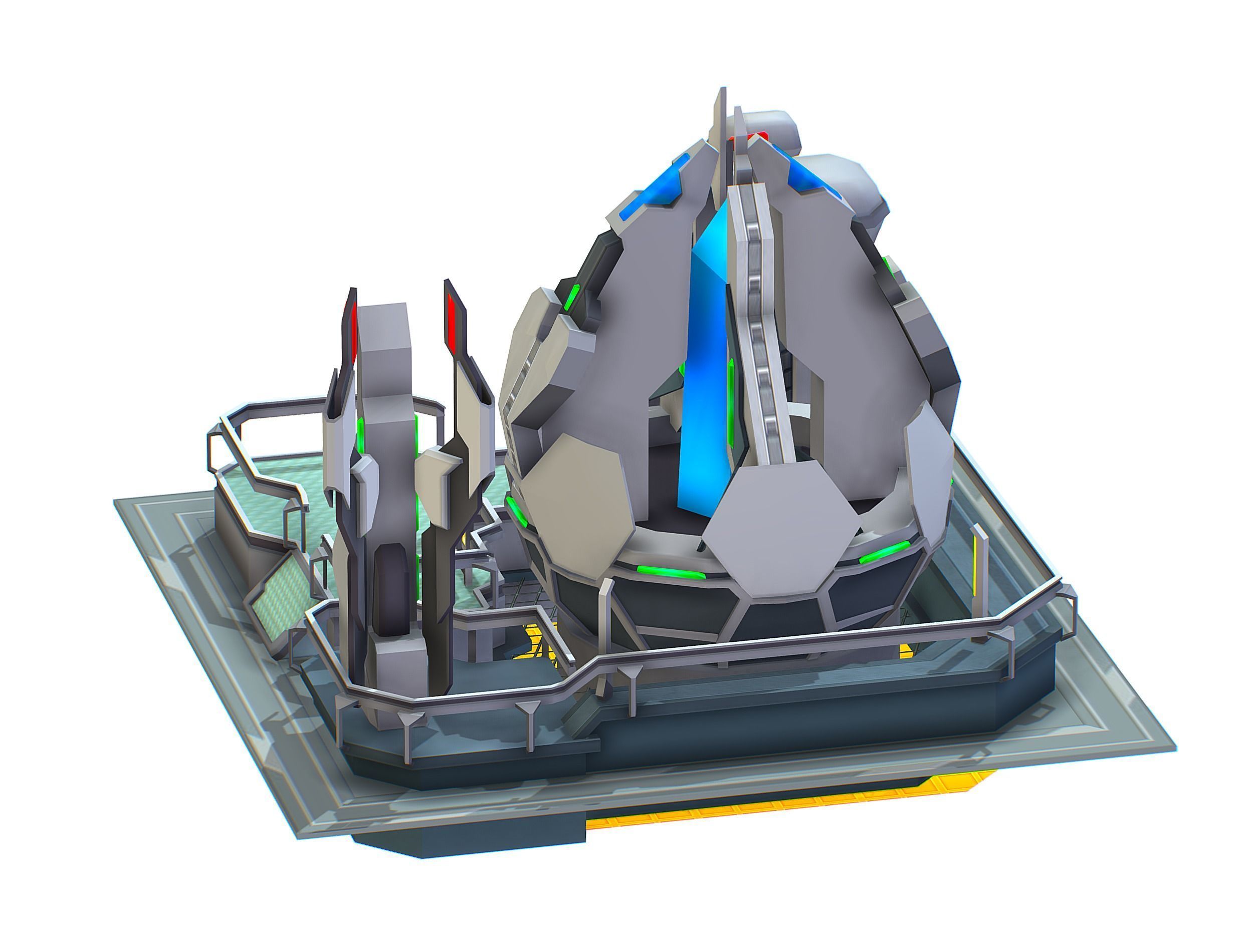 isometrical UFO radar platform station upgrade 3 Low-poly 3D model_13