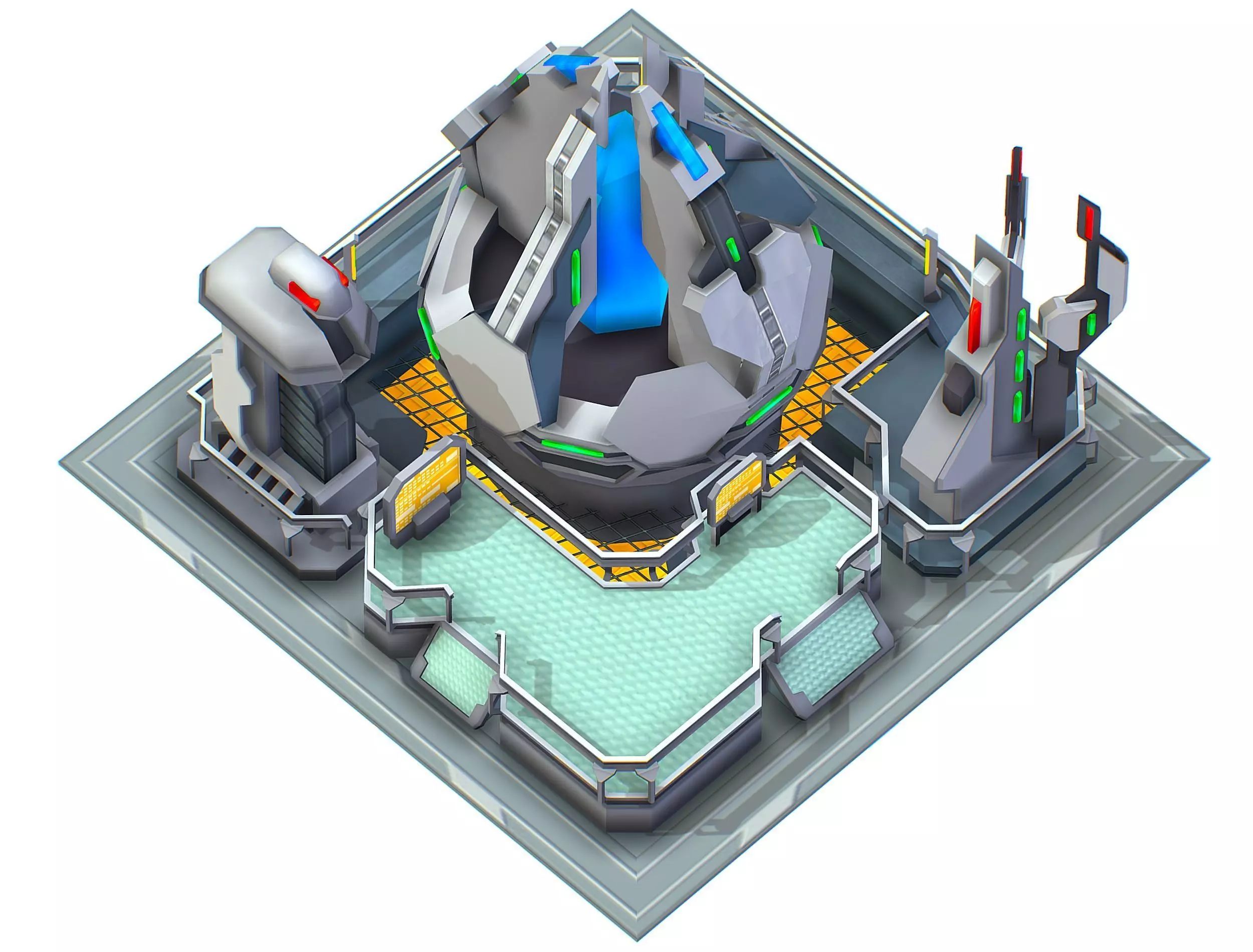 isometrical UFO radar platform station upgrade 3 Low-poly 3D model_0