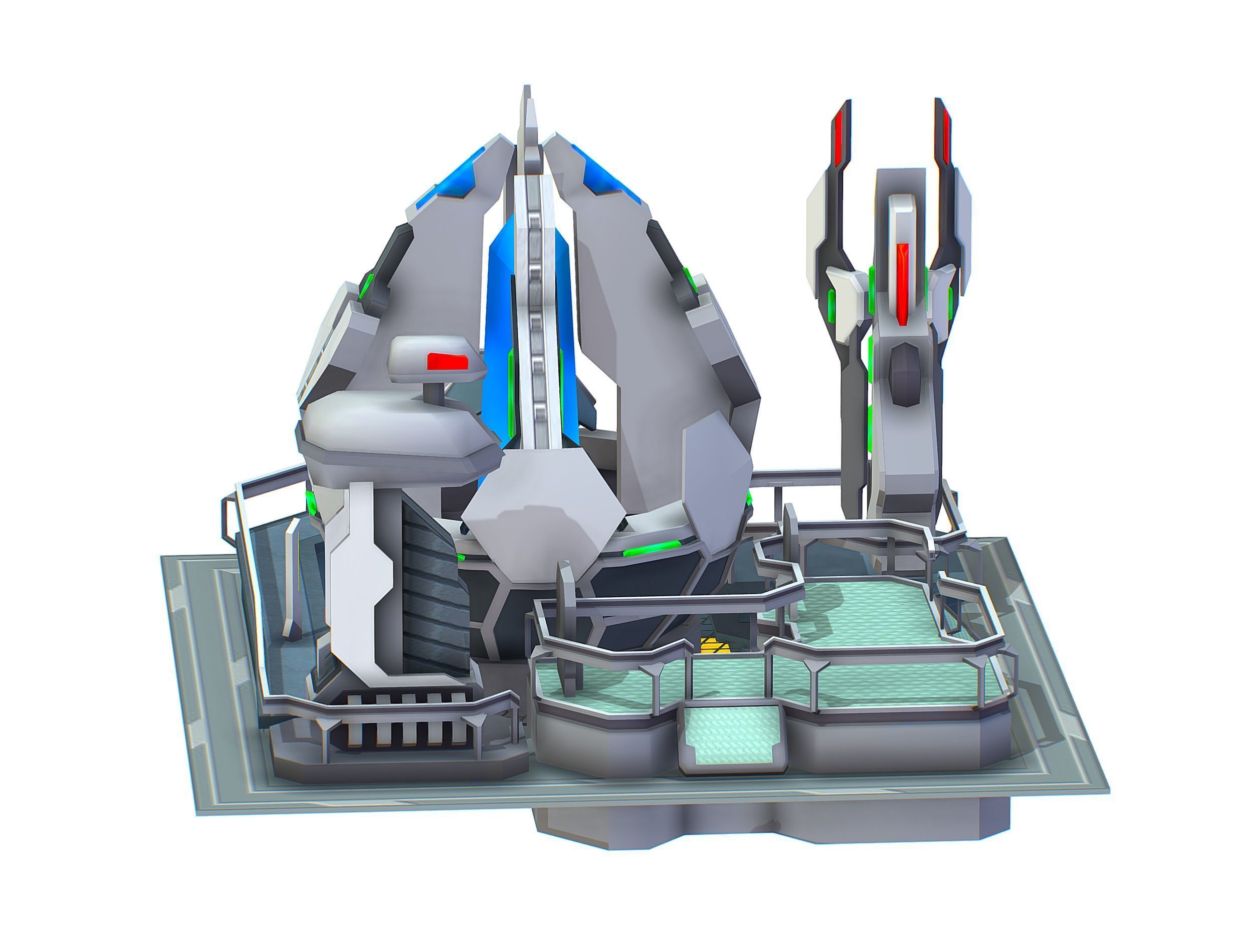 isometrical UFO radar platform station upgrade 3 Low-poly 3D model_9