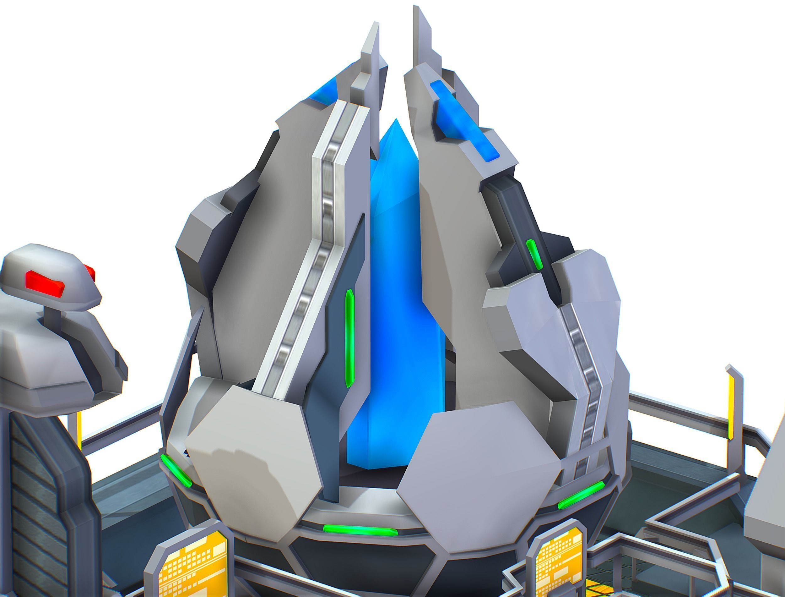 isometrical UFO radar platform station upgrade 3 Low-poly 3D model_16