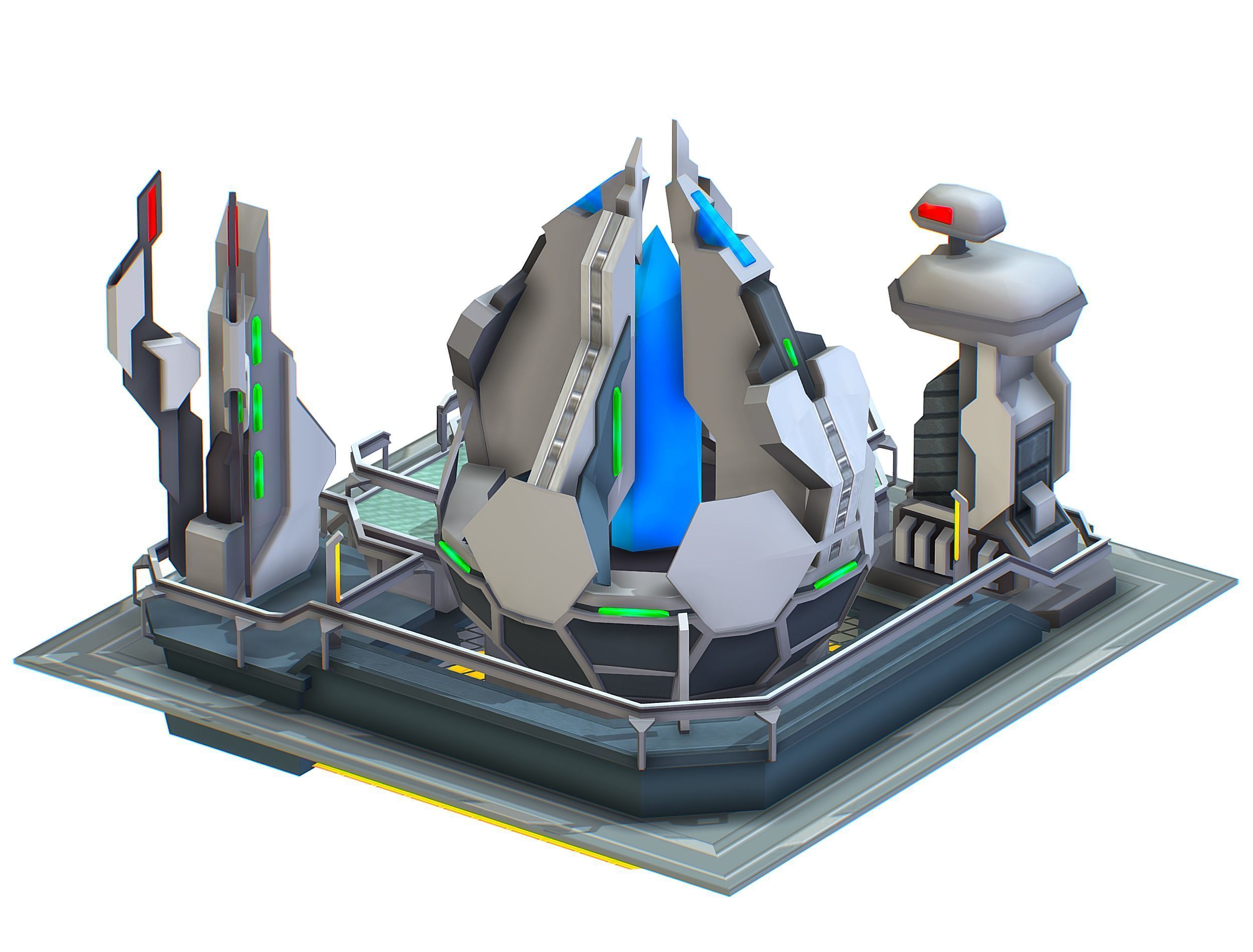 isometrical UFO radar platform station upgrade 3 Low-poly 3D model_14
