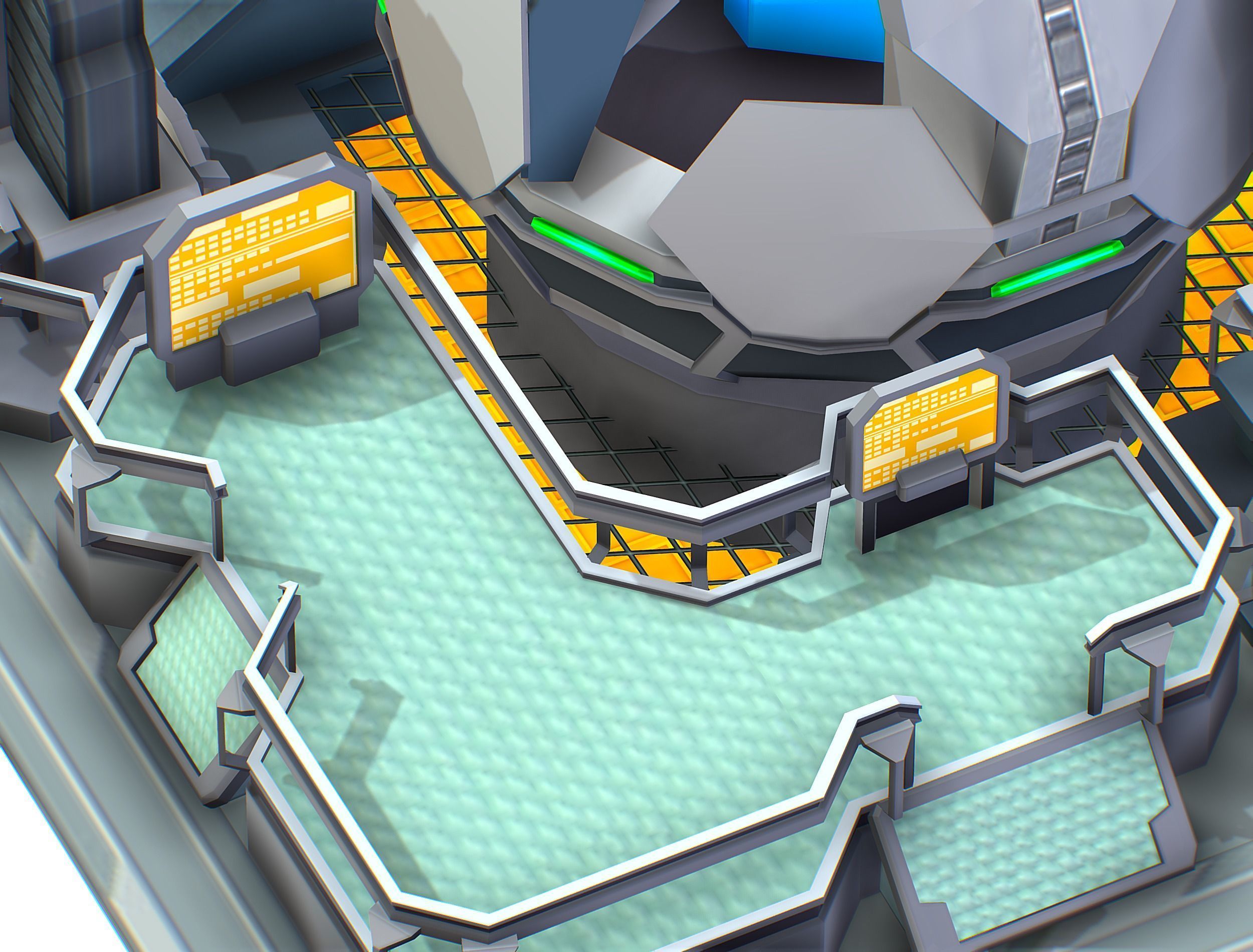 isometrical UFO radar platform station upgrade 3 Low-poly 3D model_19