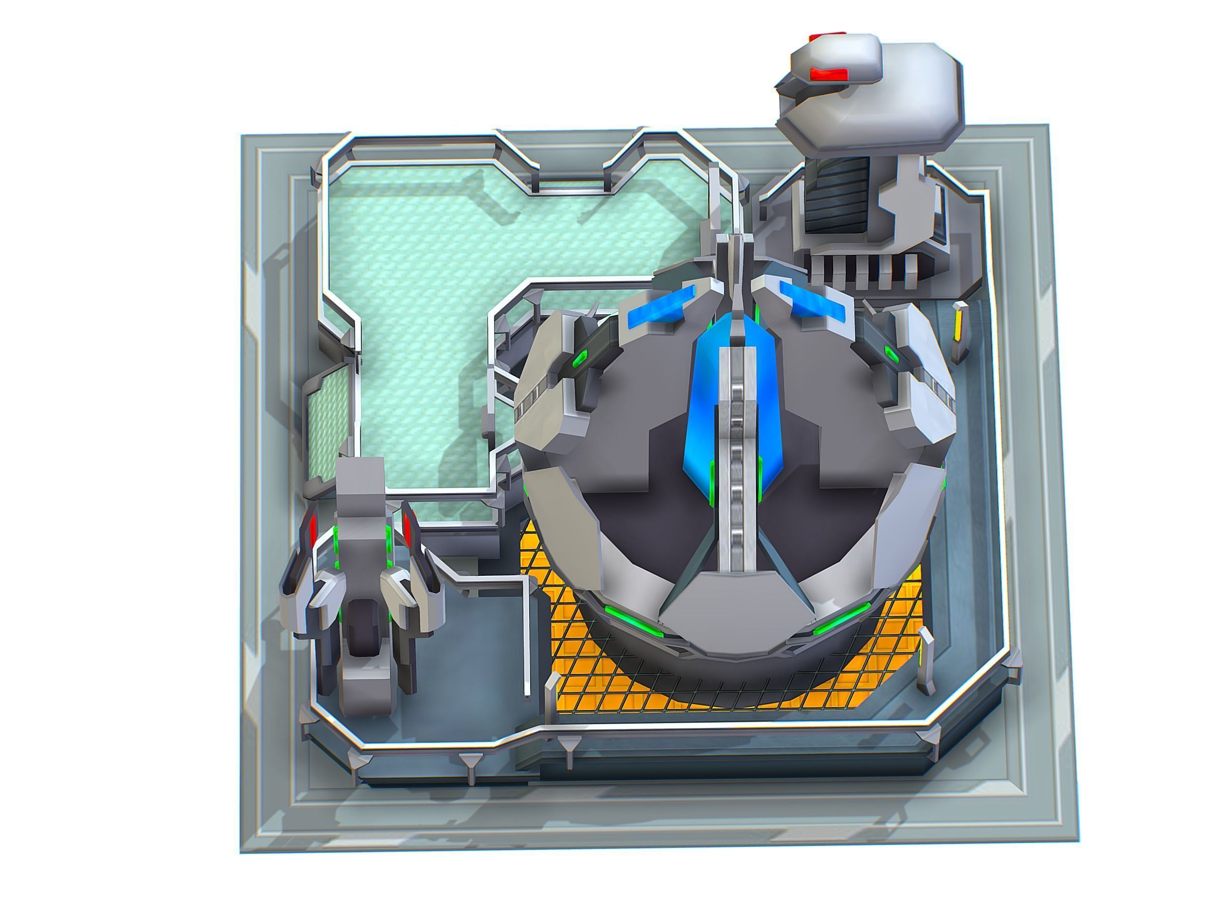 isometrical UFO radar platform station upgrade 3 Low-poly 3D model_5