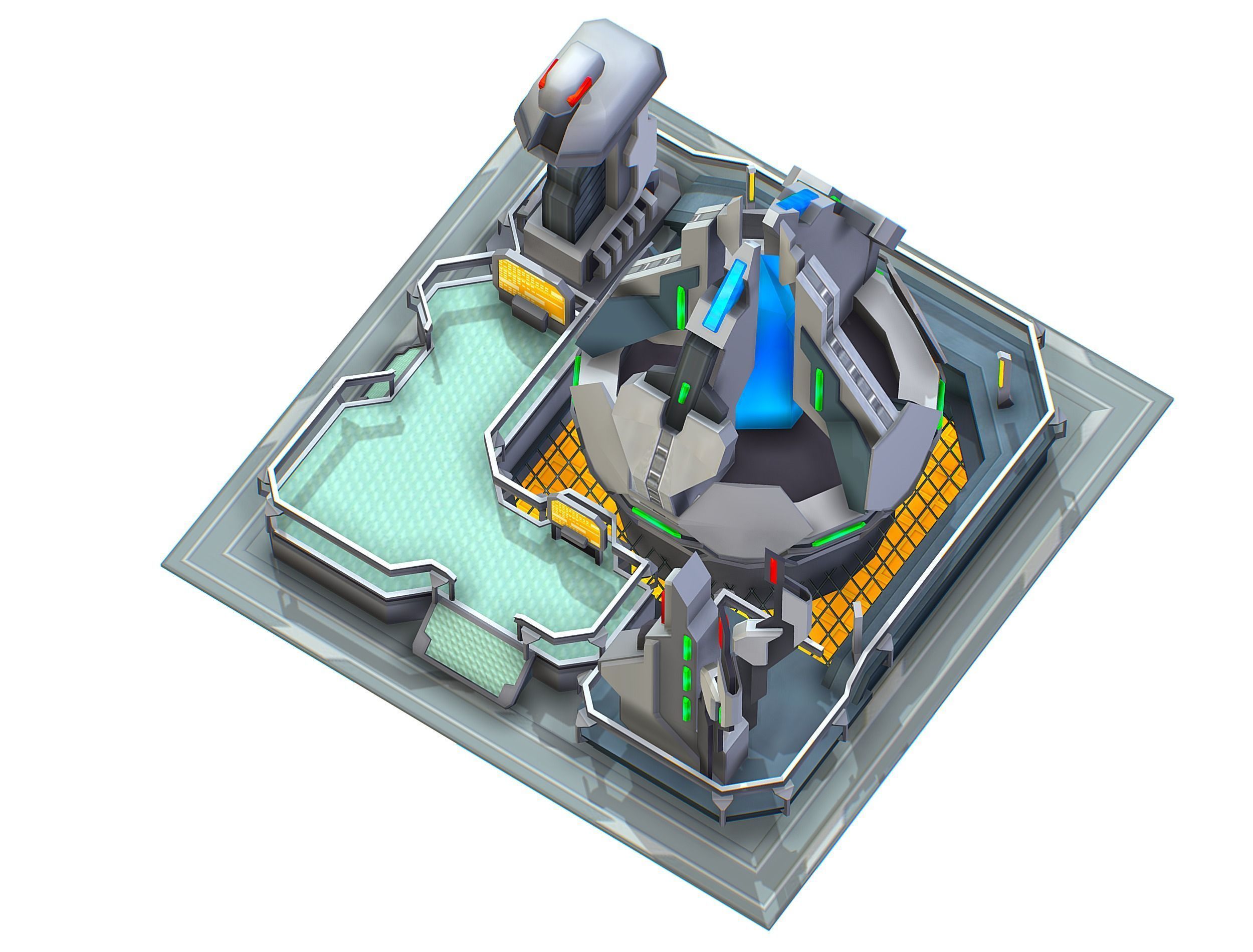 isometrical UFO radar platform station upgrade 3 Low-poly 3D model_3