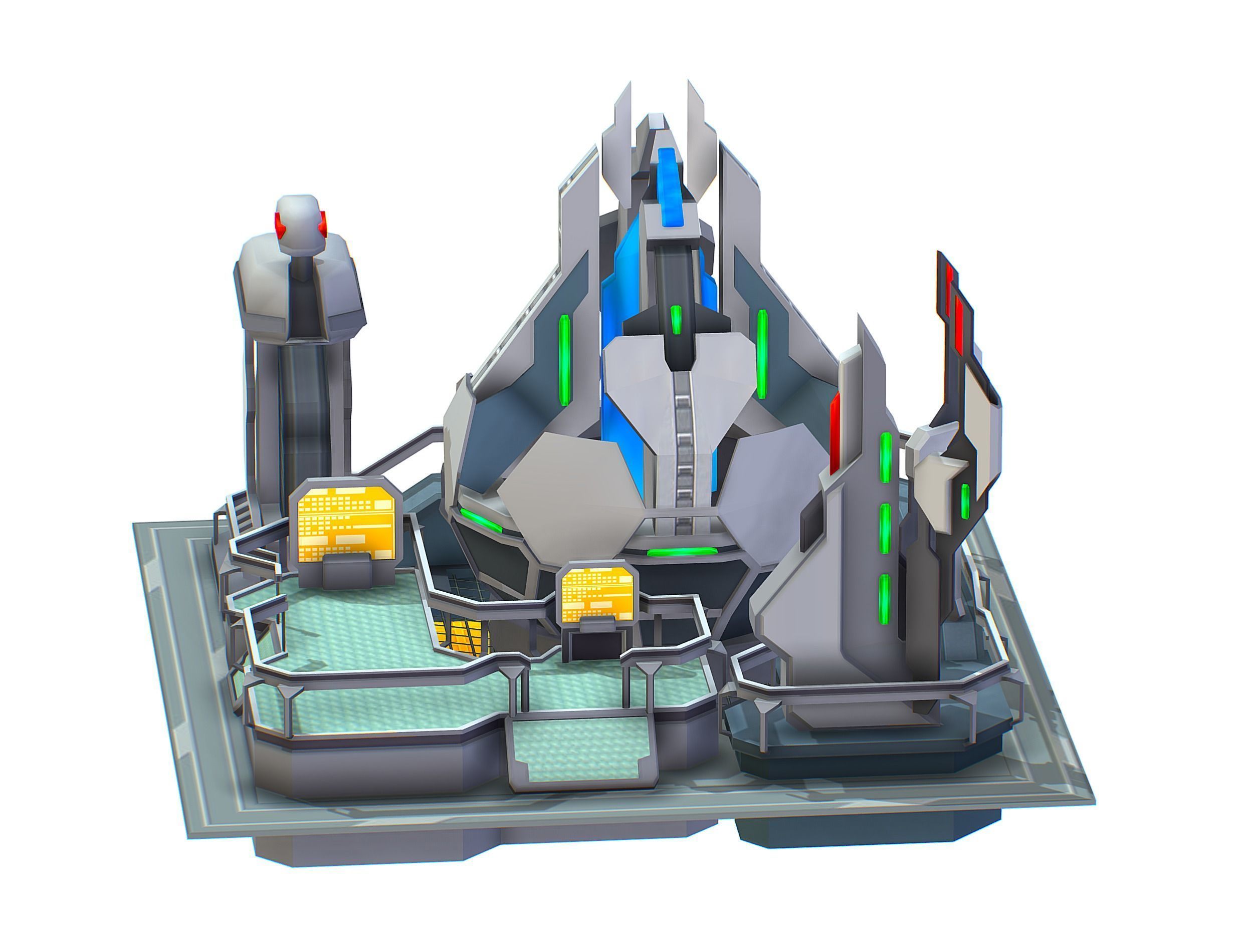 isometrical UFO radar platform station upgrade 3 Low-poly 3D model_11