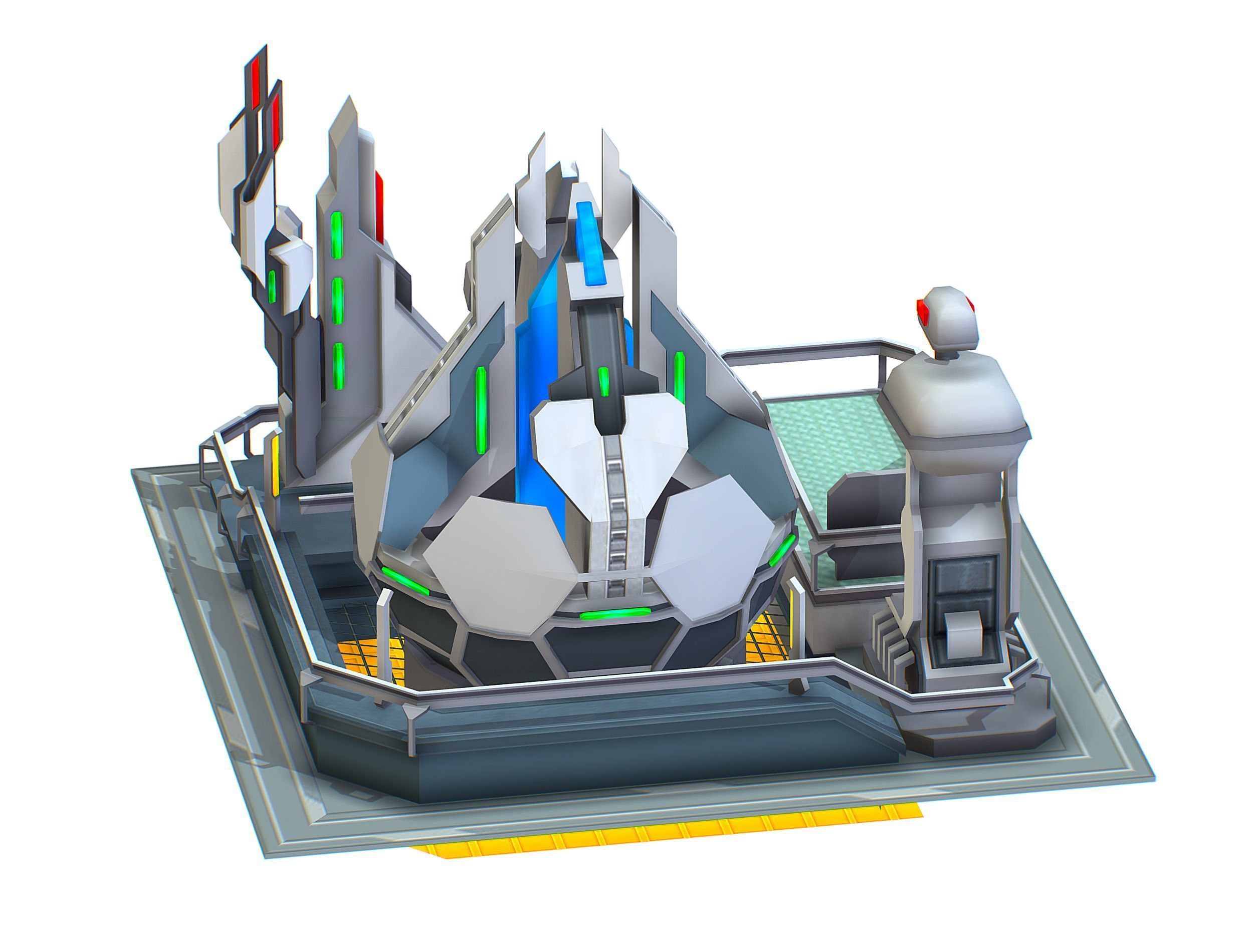 isometrical UFO radar platform station upgrade 3 Low-poly 3D model_15