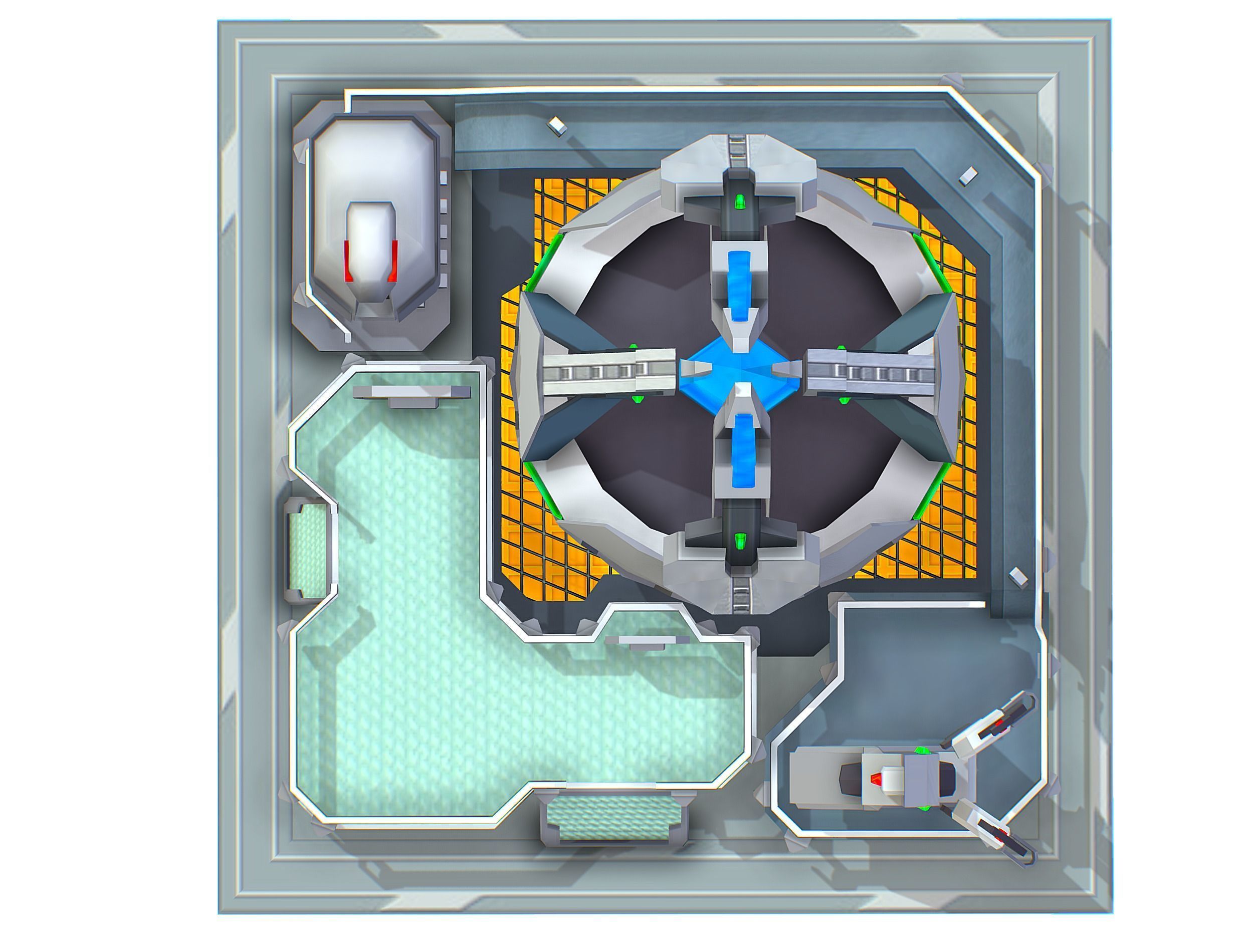 isometrical UFO radar platform station upgrade 3 Low-poly 3D model_20