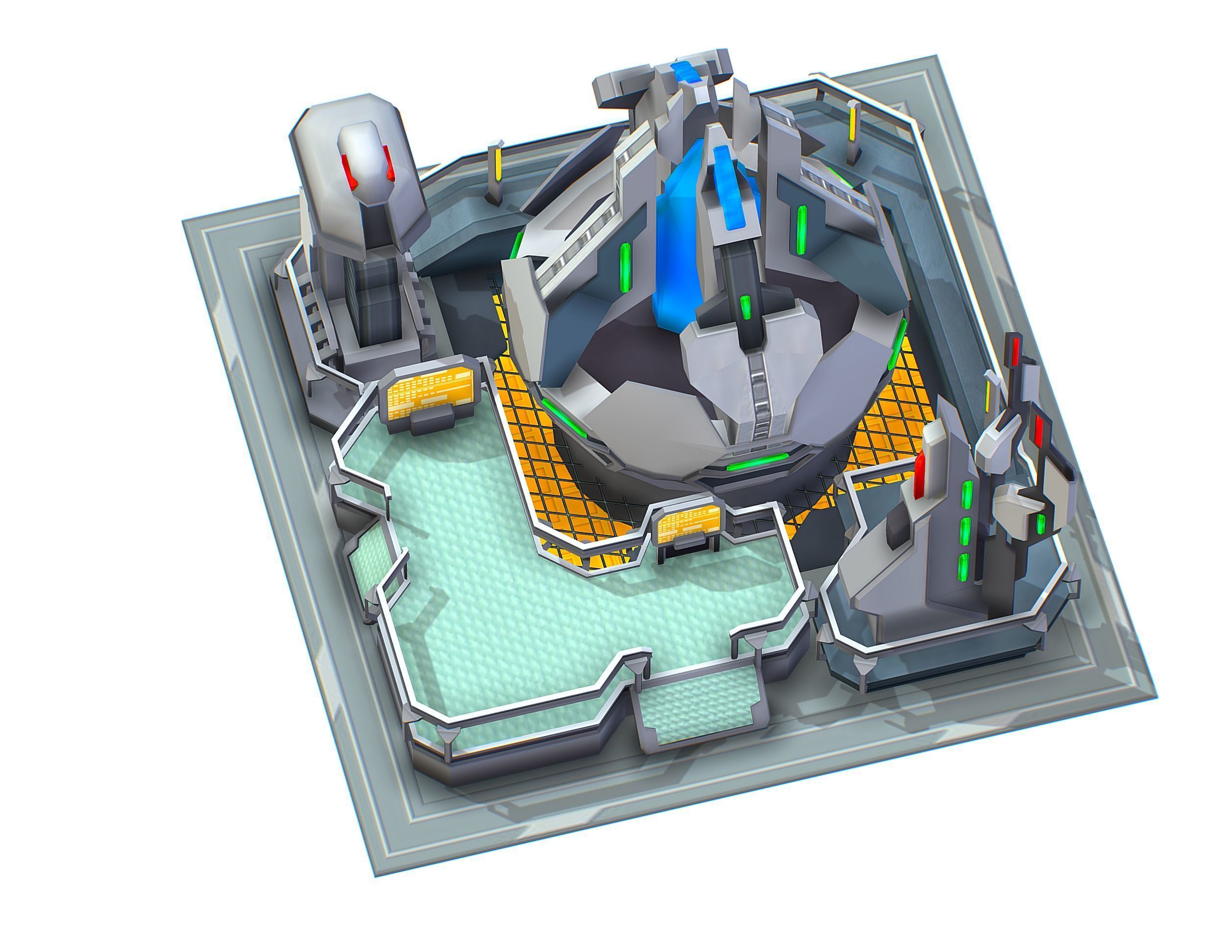 isometrical UFO radar platform station upgrade 3 Low-poly 3D model_1