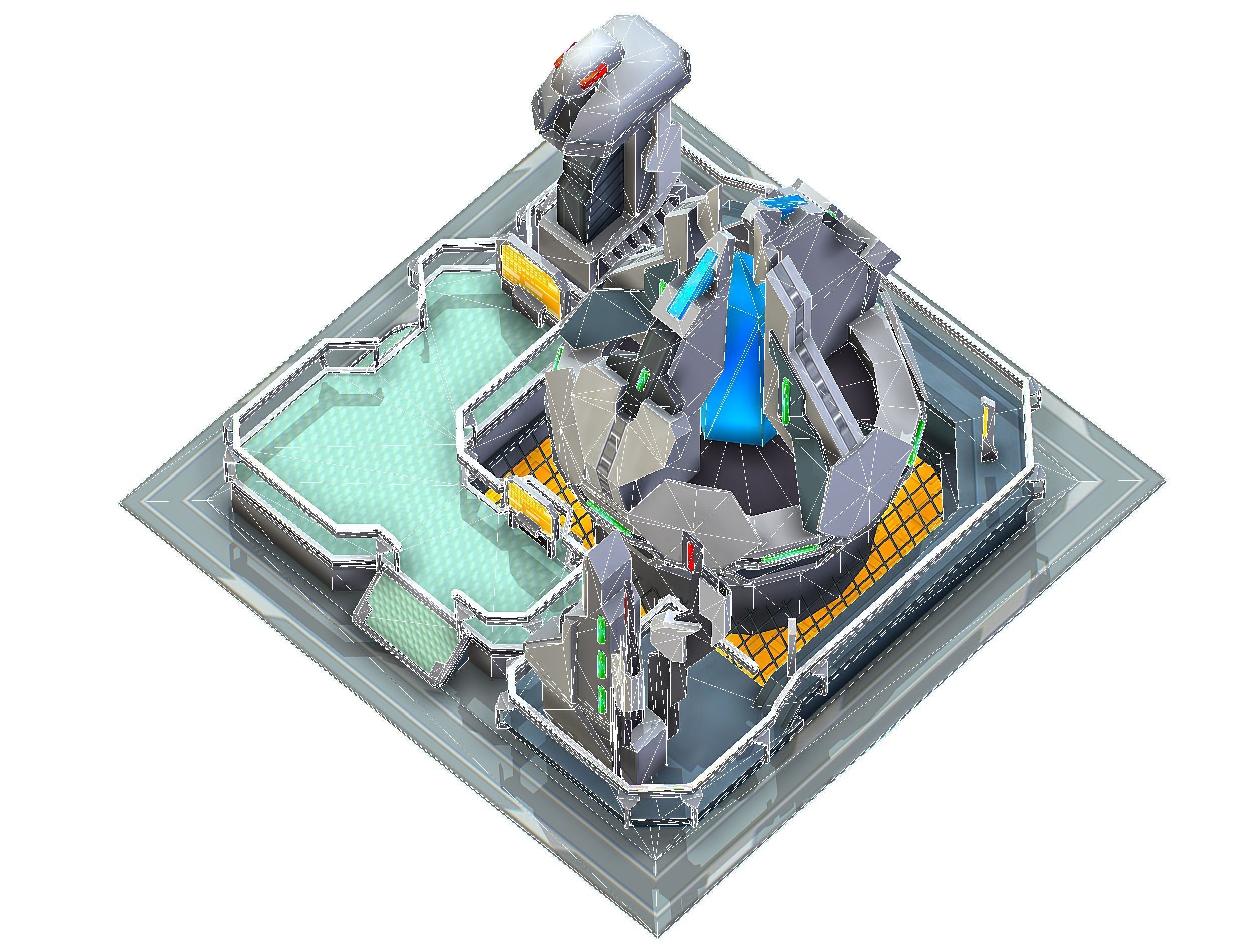 isometrical UFO radar platform station upgrade 3 Low-poly 3D model_22