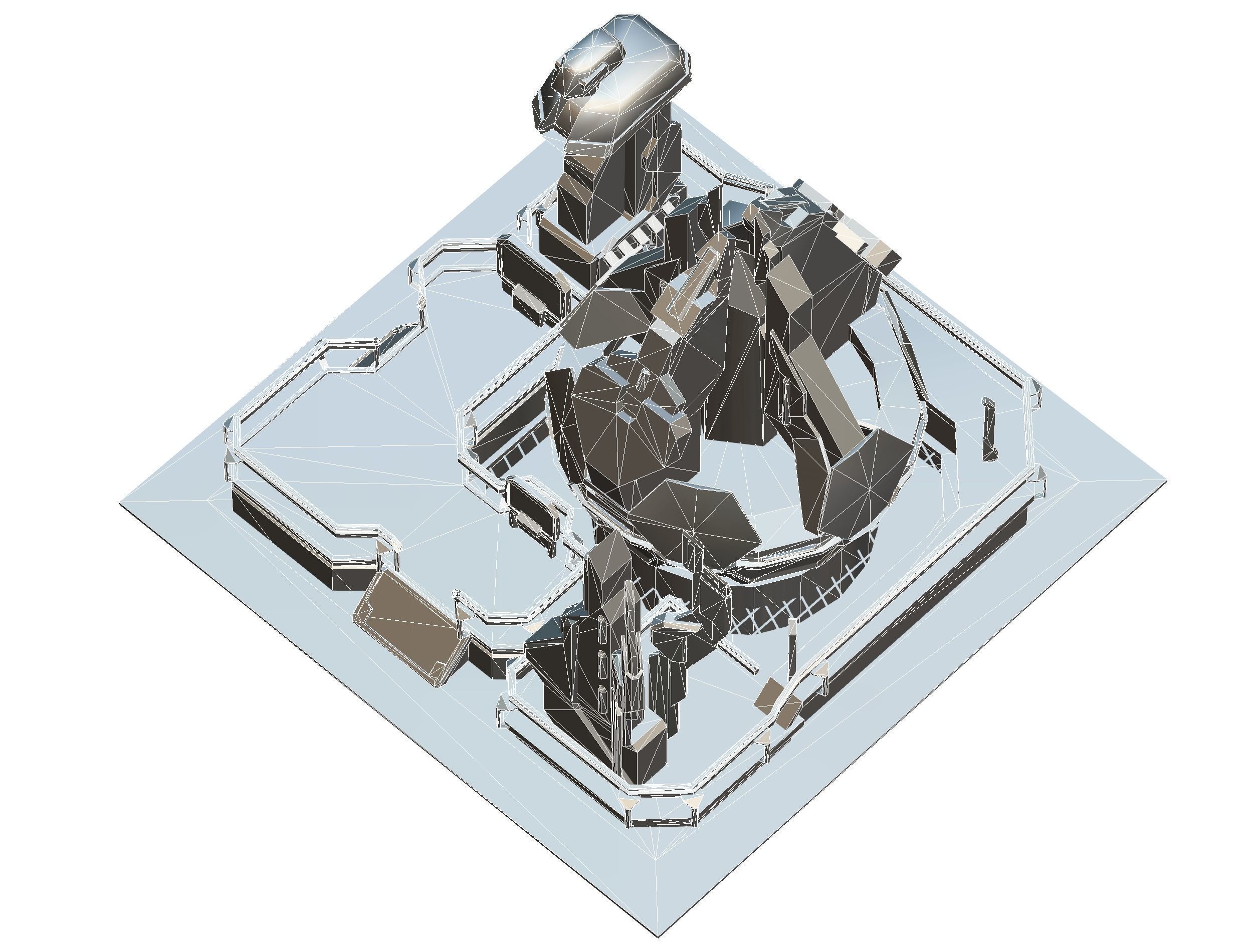 isometrical UFO radar platform station upgrade 3 Low-poly 3D model_23