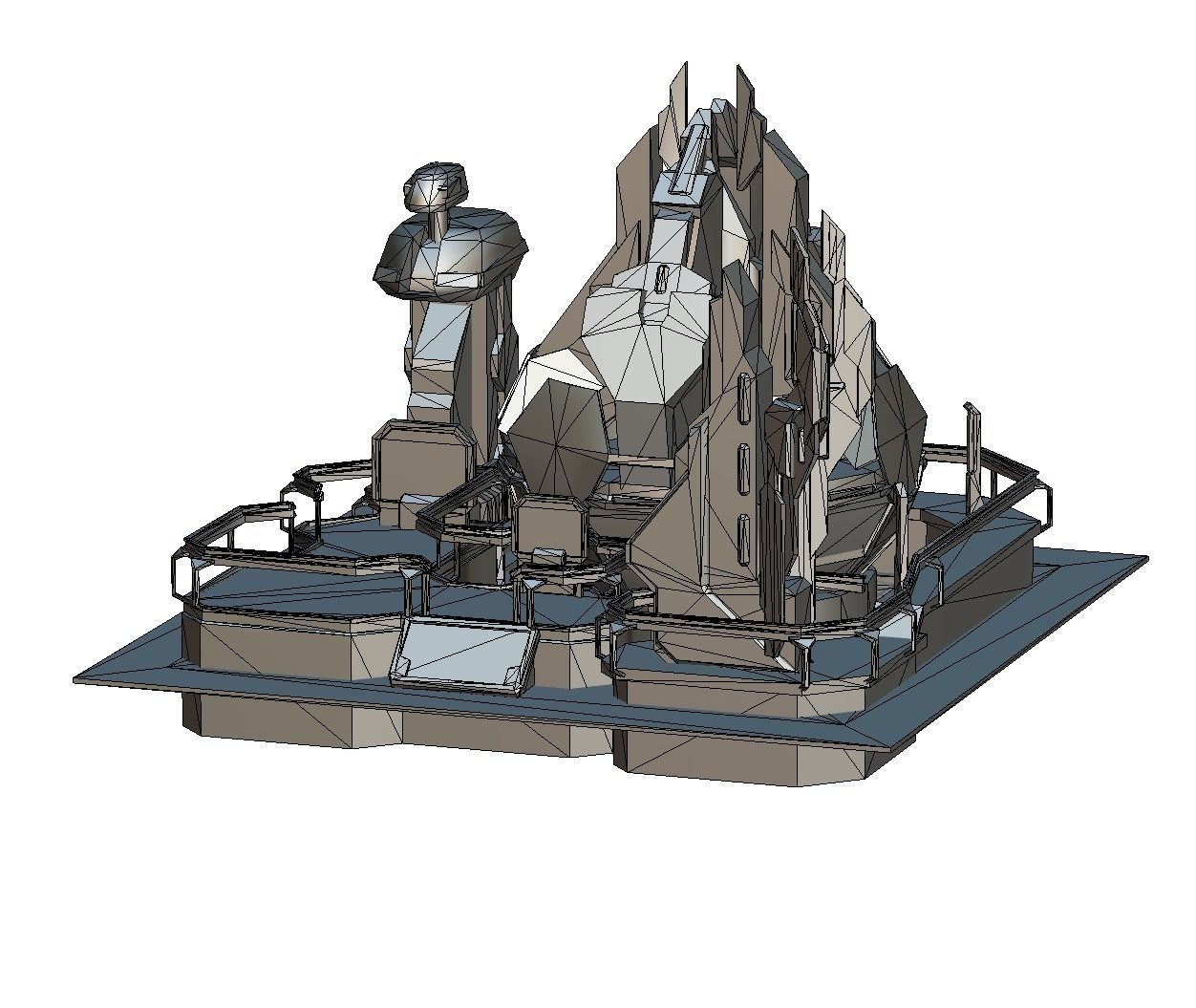 isometrical UFO radar platform station upgrade 3 Low-poly 3D model_31