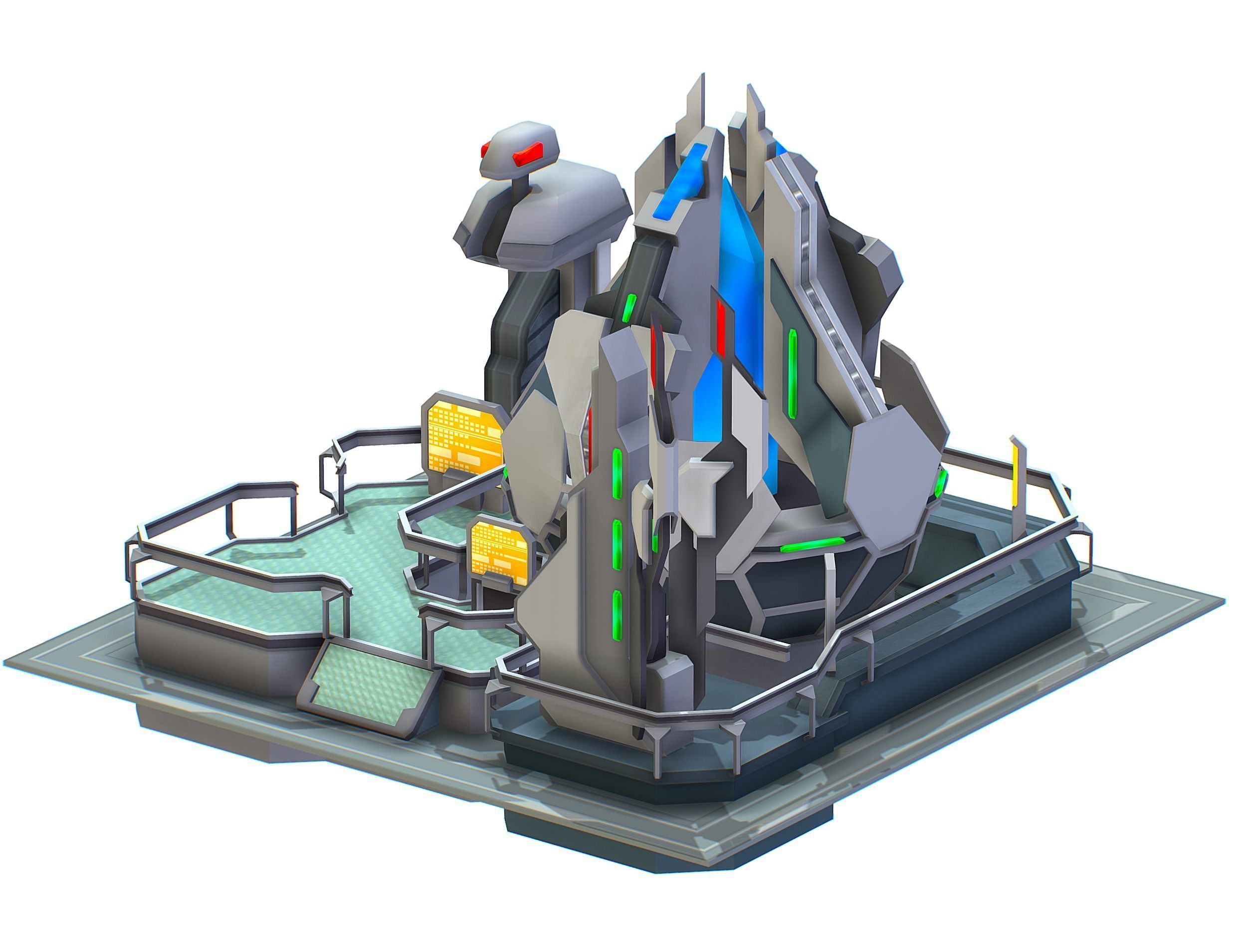 isometrical UFO radar platform station upgrade 3 Low-poly 3D model_12